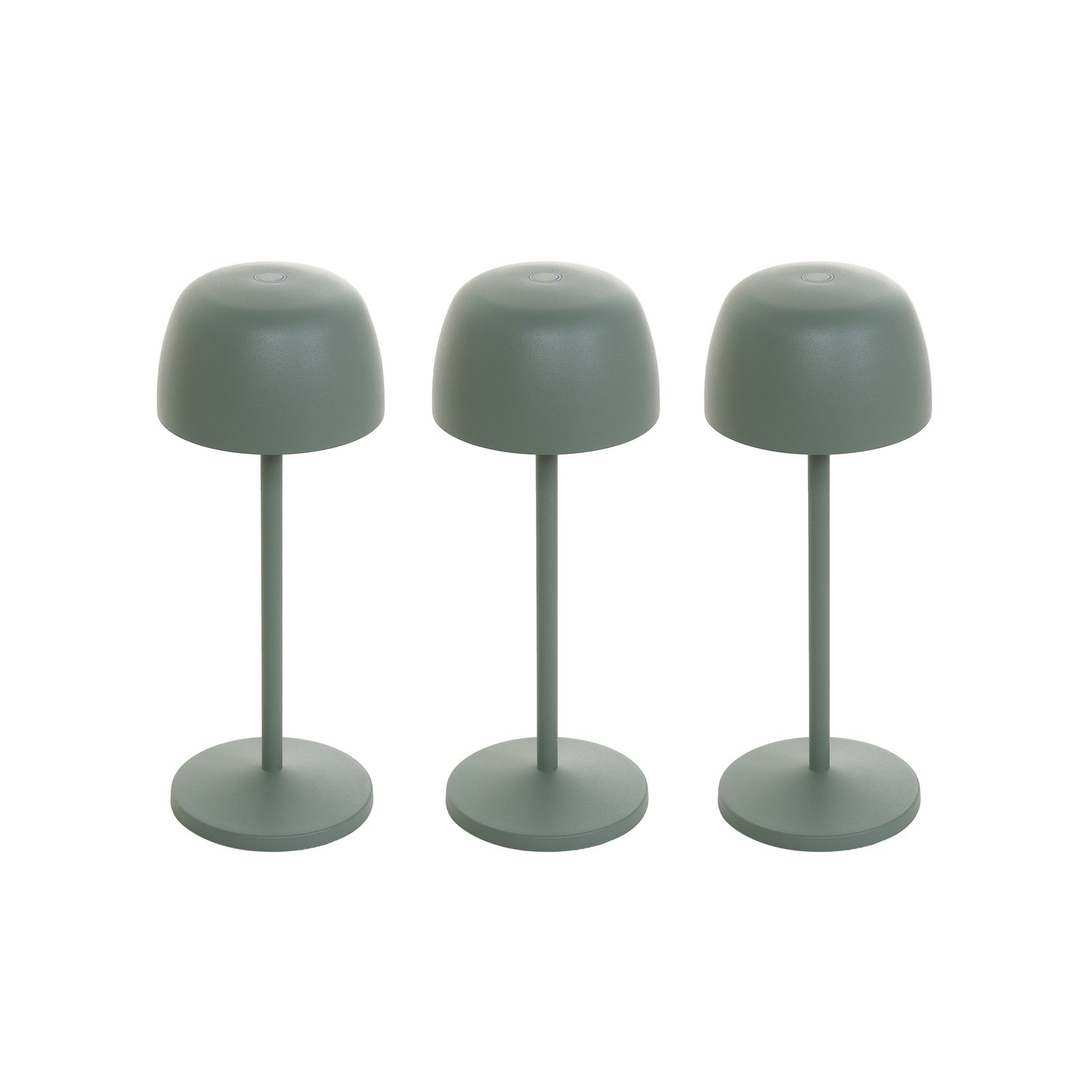 Lindby lampe de table LED rechargeable Arietty, vert, set de 3, alu