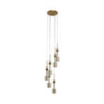 KARE Candy Bar pendant light, gold-coloured, steel, glass, 6-bulb.