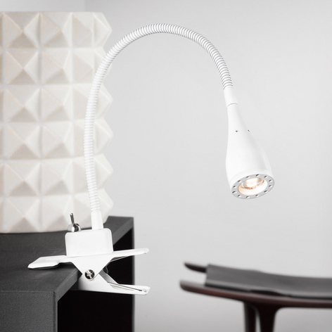 Biegsame LED-Klemmleuchte Mento, weiß