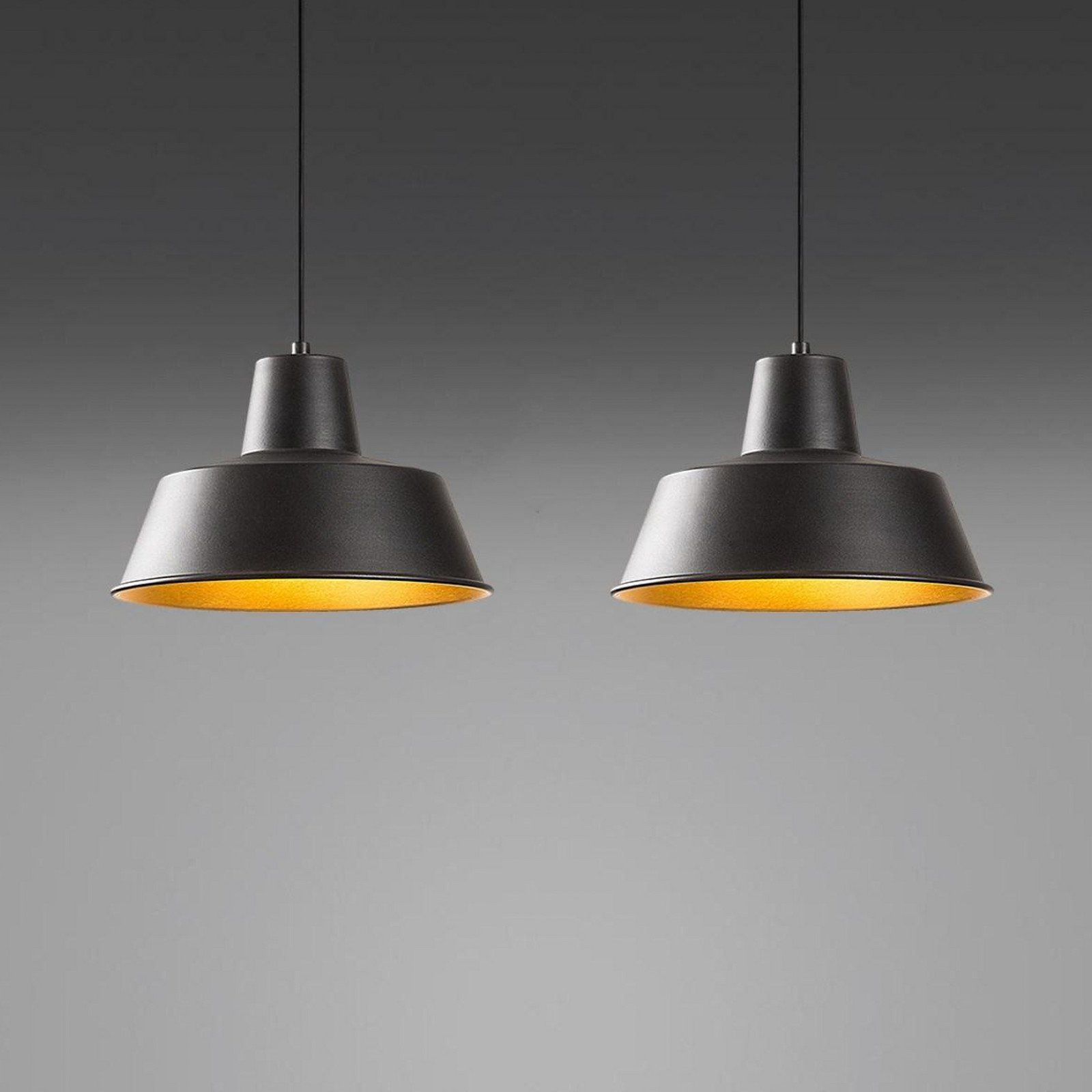 Opviq Lampă suspendată Saglam 3738 negru/auriu metal 2 becuri - Camera de zi / sufragerie - negru auriu