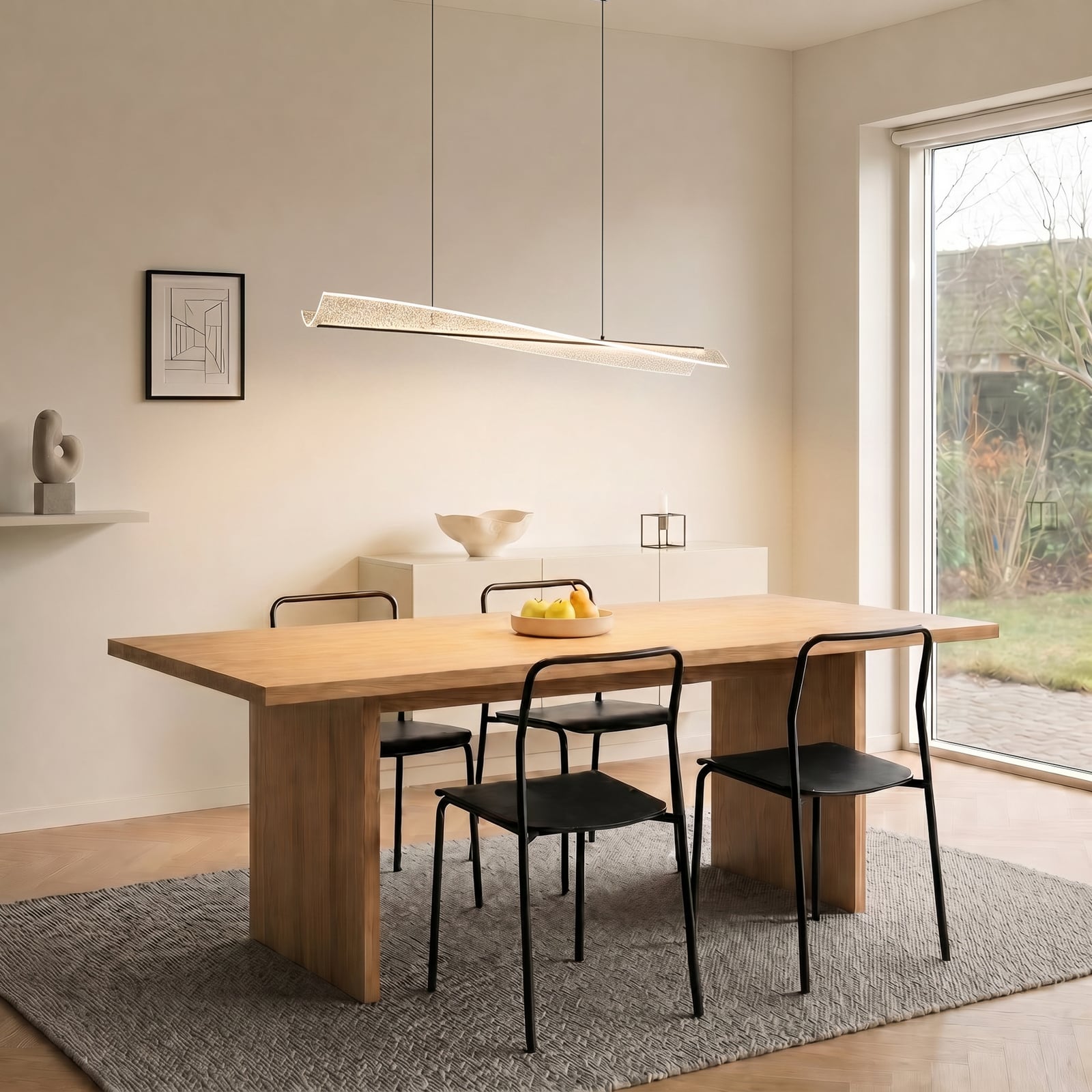 Żyrandol LED Lucande Vellia, czarna, długość 112 cm, CCT