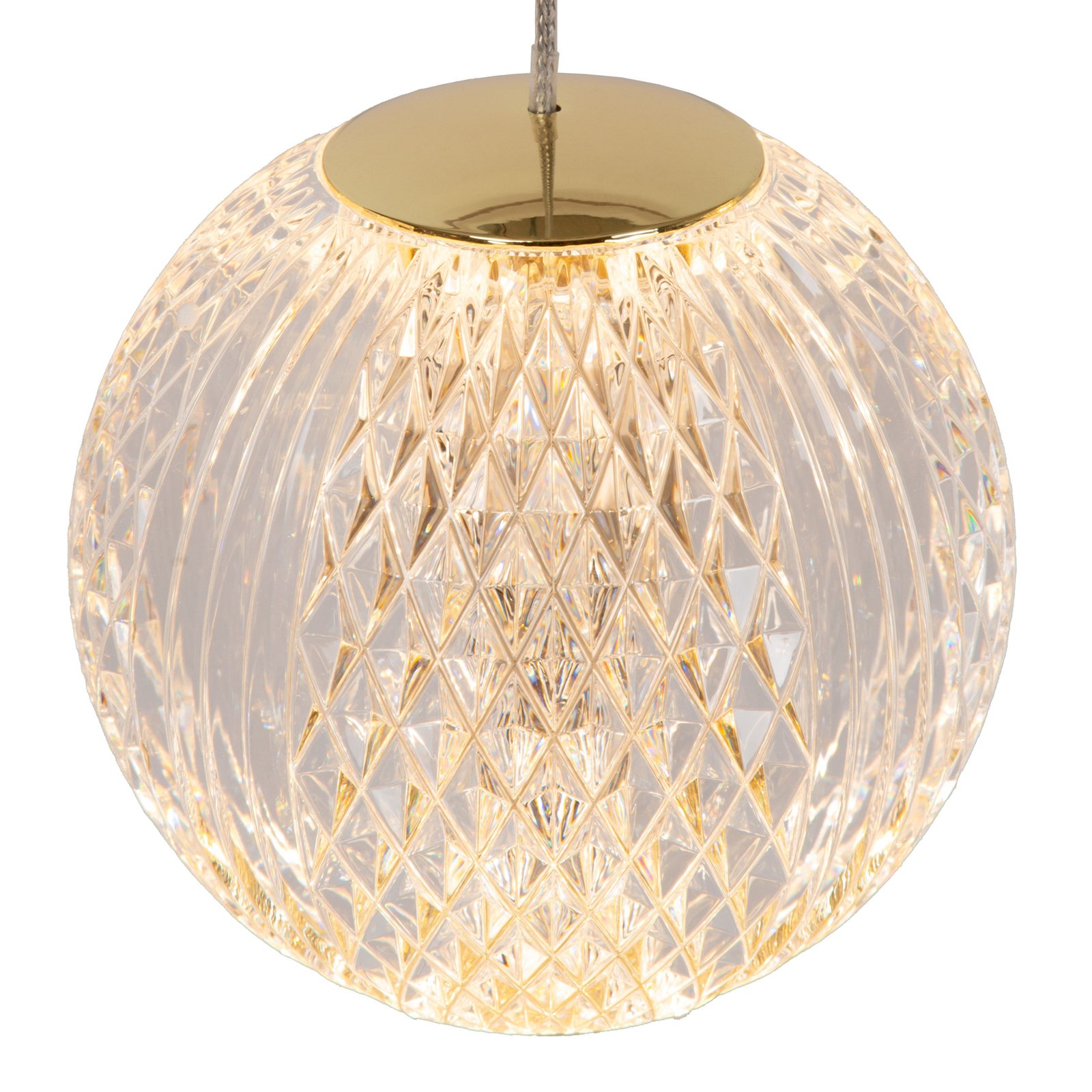 LED pendant light Cintra, angular, transparent/gold, acrylic