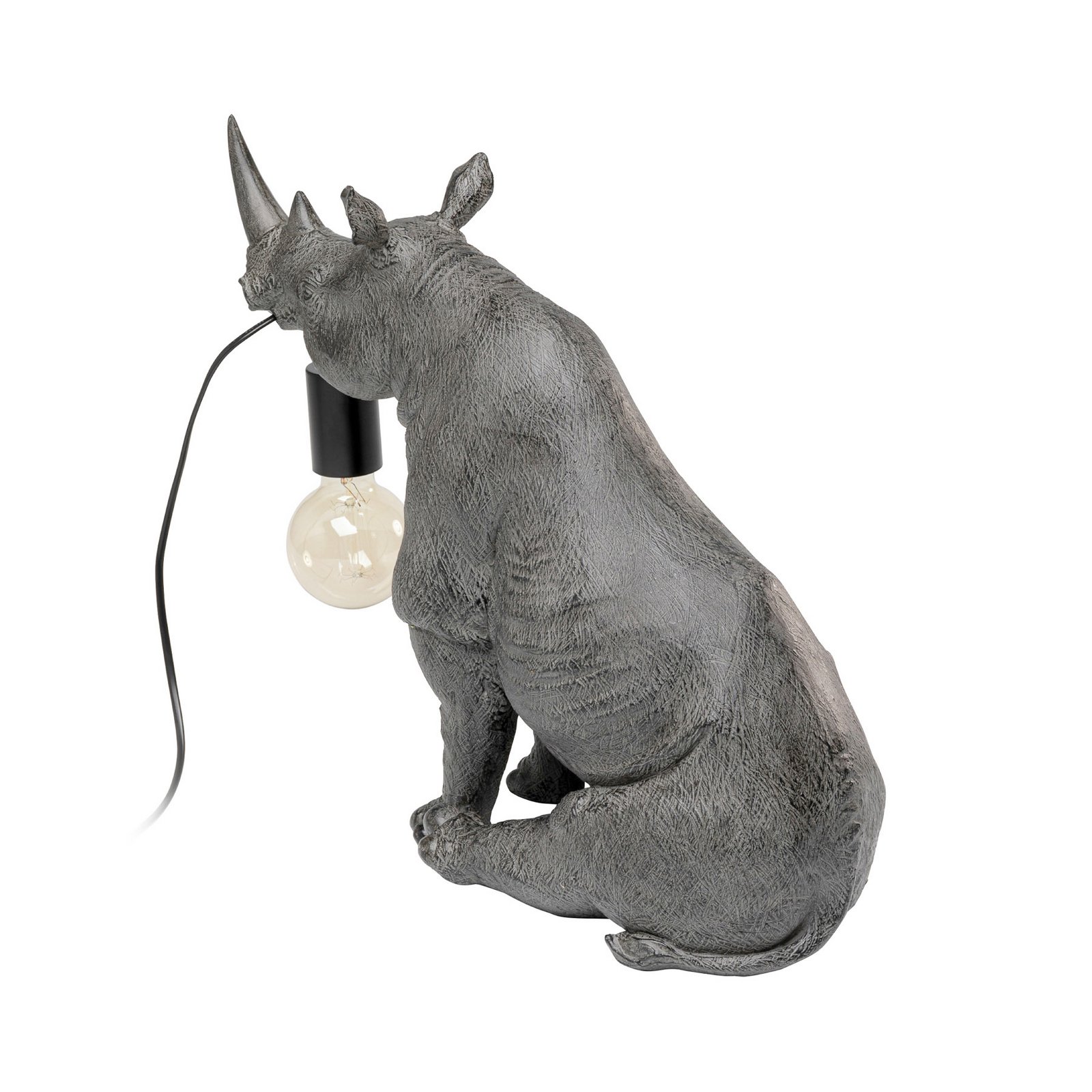 Kare namizna svetilka Sitting Rhino, siva, višina 39 cm, E27