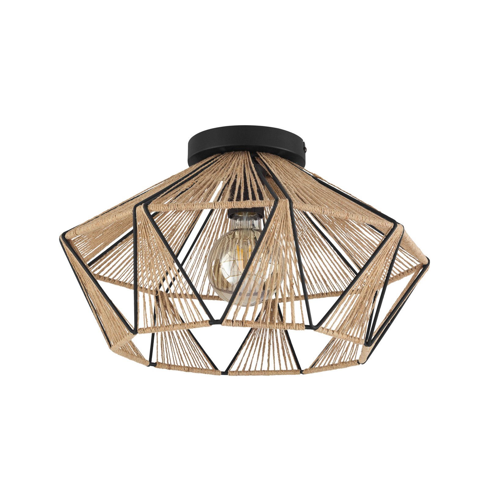 Plafonnier Adwickle, un abat-jour en fil naturel