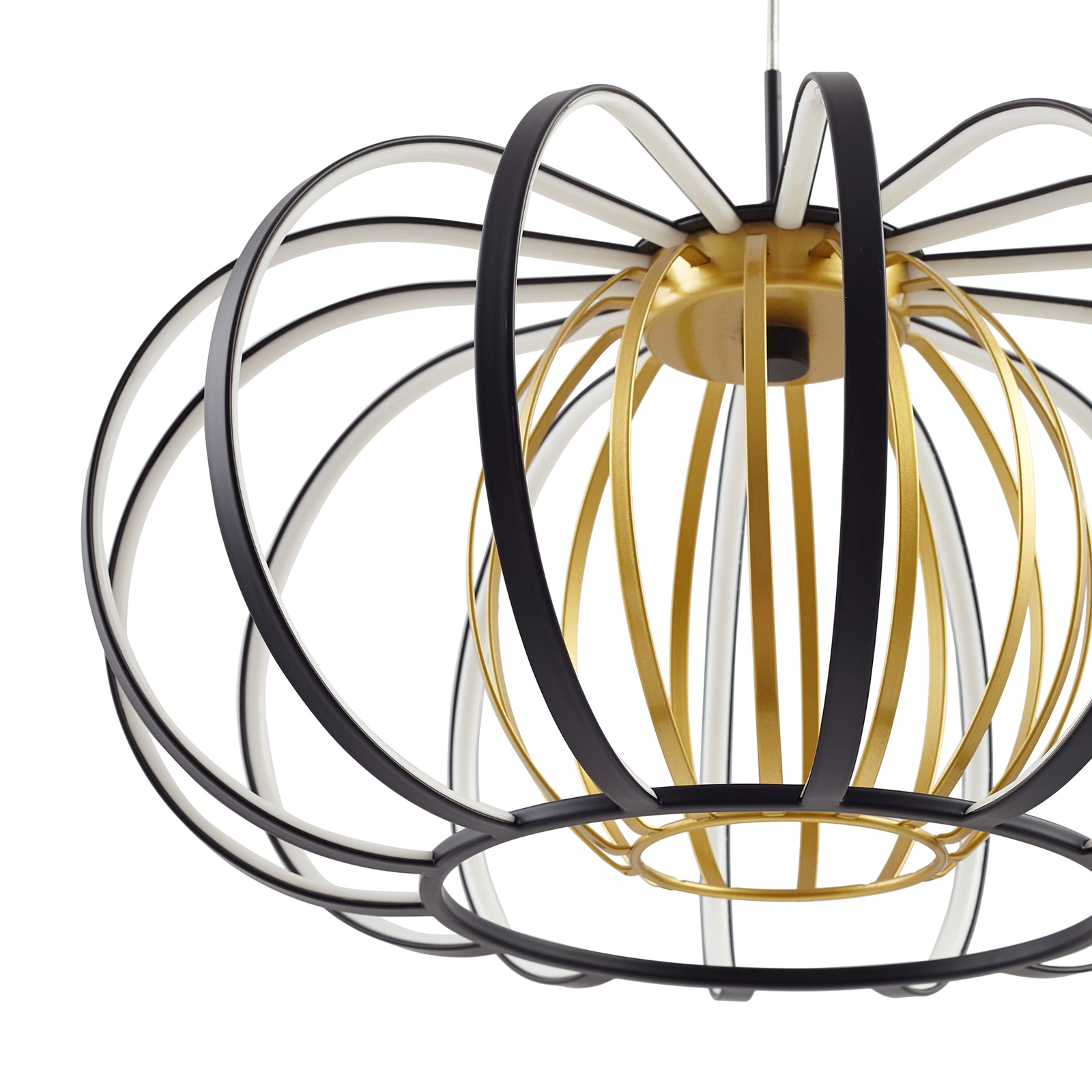 Lucande hanglamp Birger, zwart/goud, ijzer