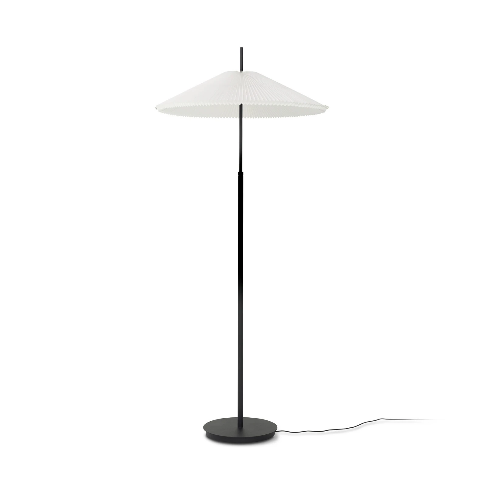 LED stojací lampa New Works Nebra, černá/bílá, 150 cm, textil