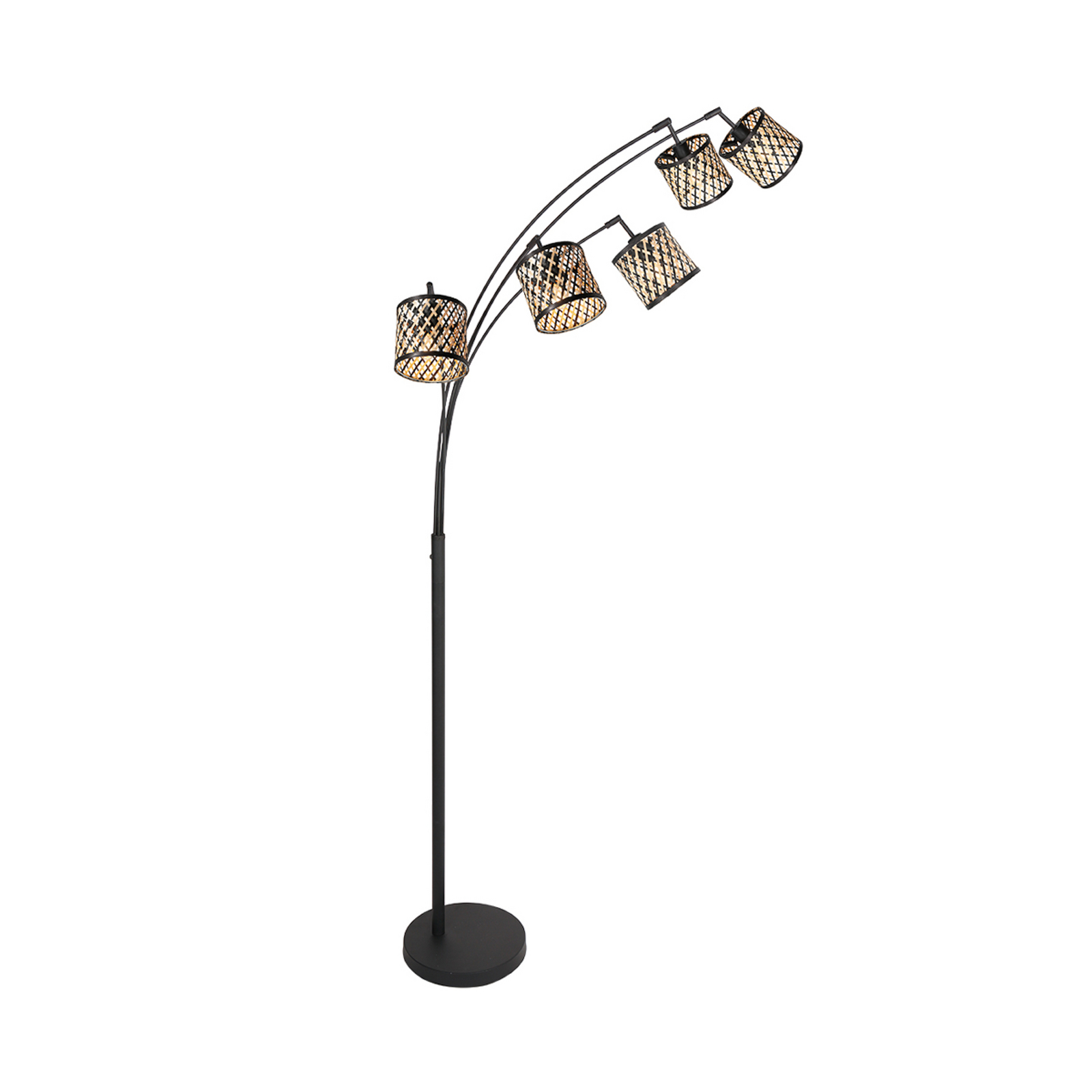 Sumba álló világítás, 5 izzós, fekete, természetes/fekete bambusz, E14