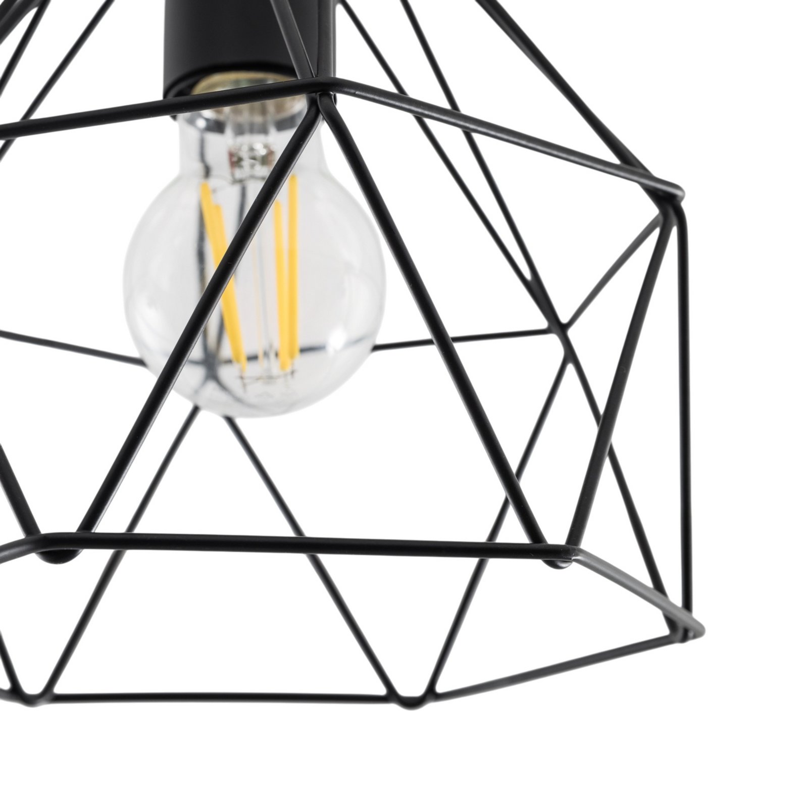 Plafondlamp Patara, zwart, Ø 20 cm, roosterkap, metaal