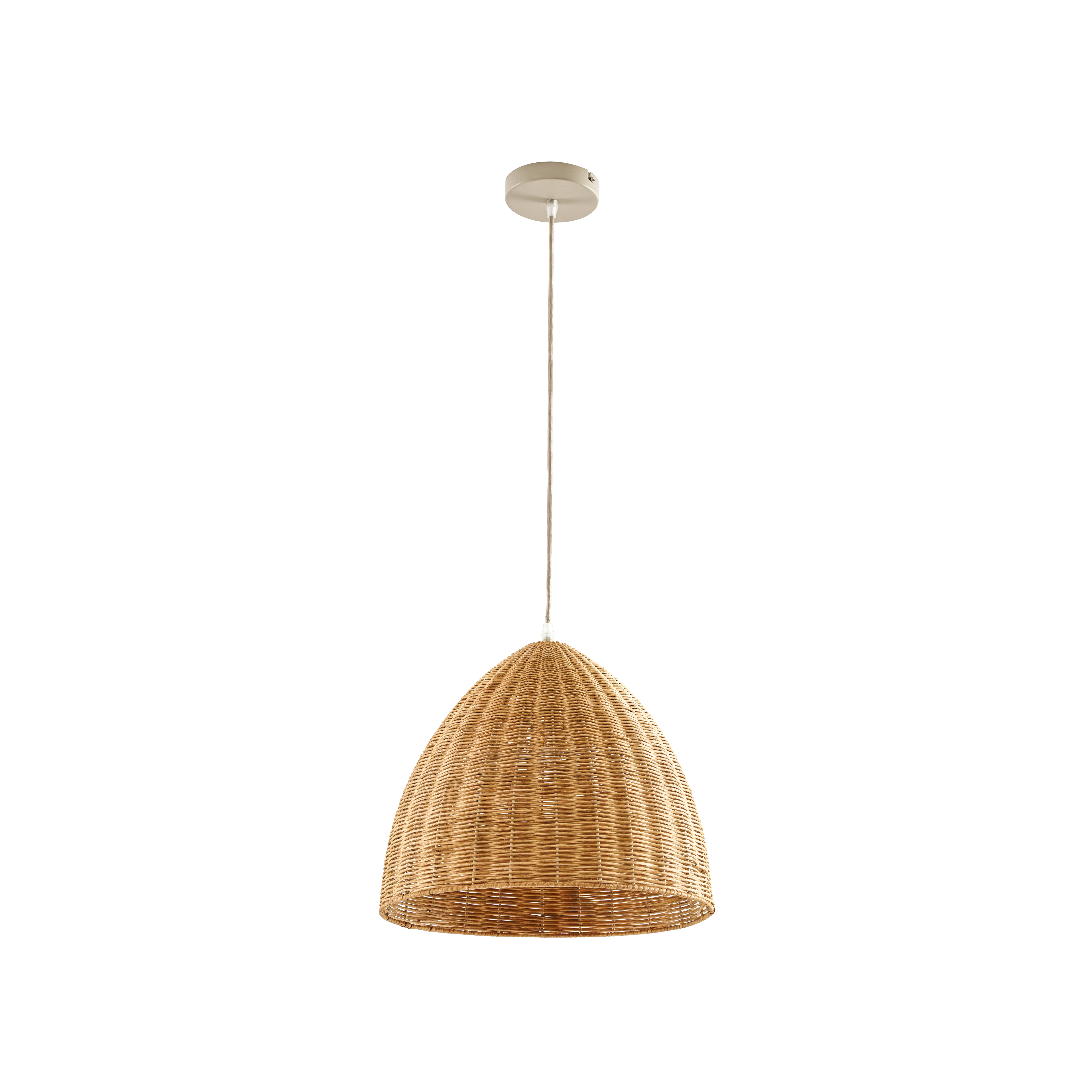 Żyrandol Laverne, rattan, Ø 40 cm, drewno, E27 – Lindby