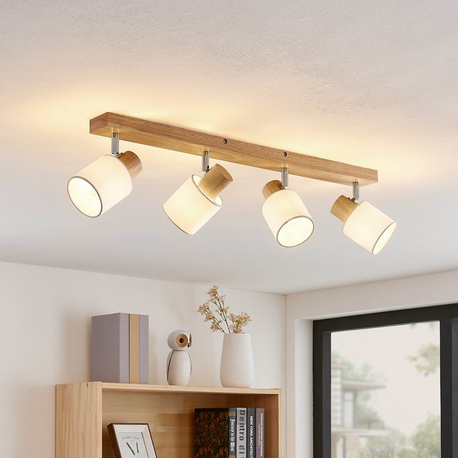 Wanessa 4 Plafonieră Wood/White - Lindby