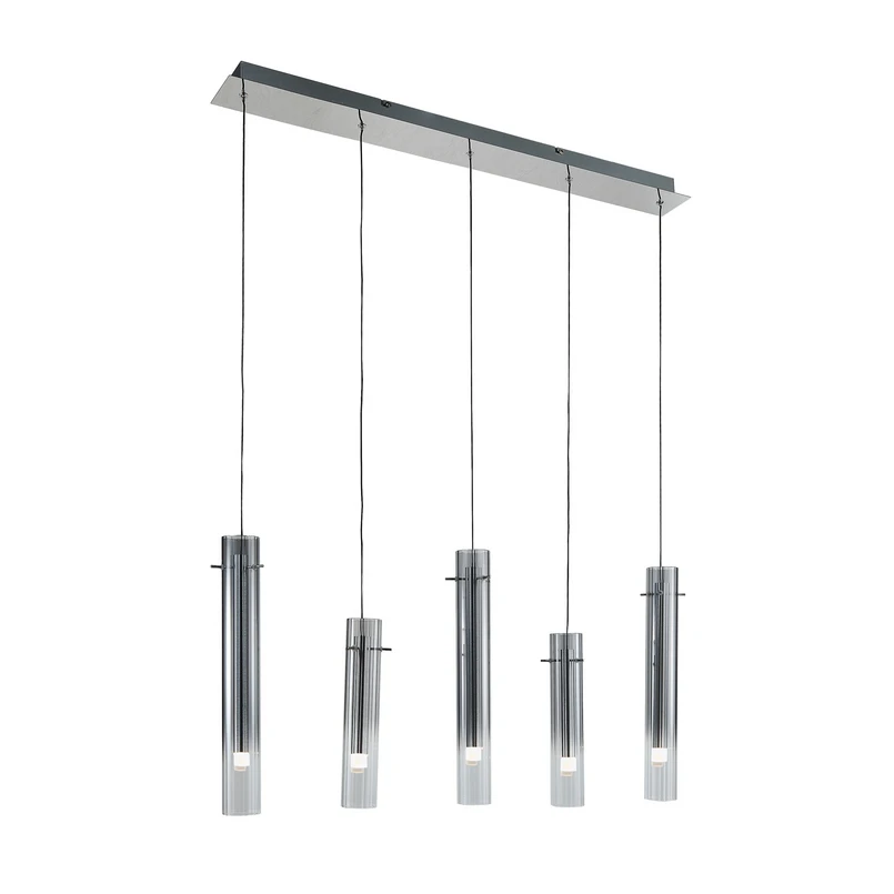 Lucande – Korvitha 5 LED Pendelleuchte Smoke/Silver
