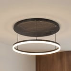 Lucande LED lubų šviestuvas Orven, juodas/marmuras, Ø 50 cm, dim.