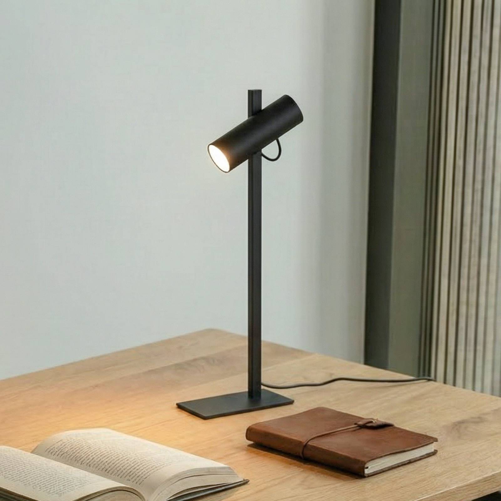 Lucande Tischleuchte Lysias, schwarz, Metall, Höhe 55cm günstig online kaufen