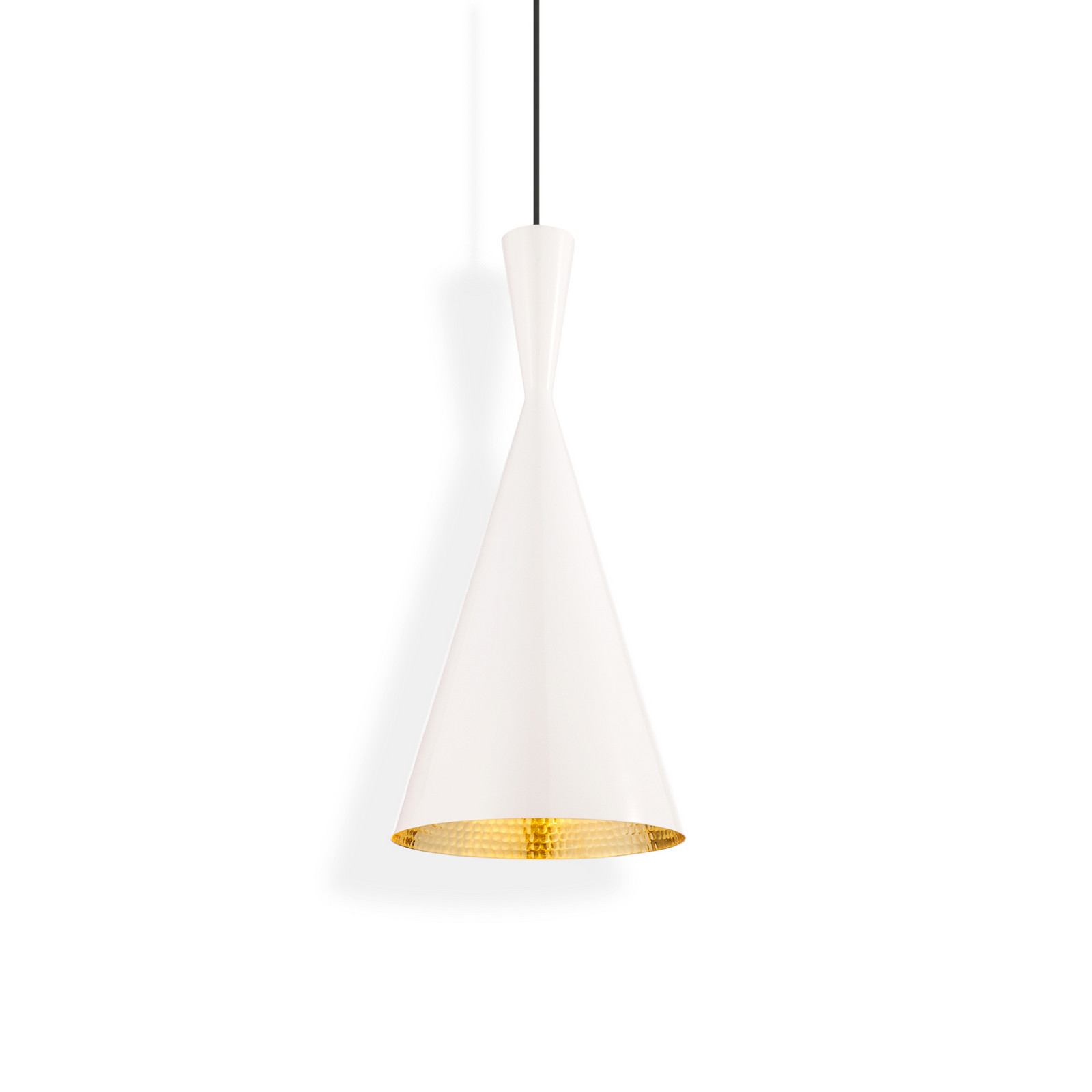 Lampă suspendată LED Beat Tall de Tom Dixon albă Ø 19 cm alamă - Camera de zi / sufragerie - Design