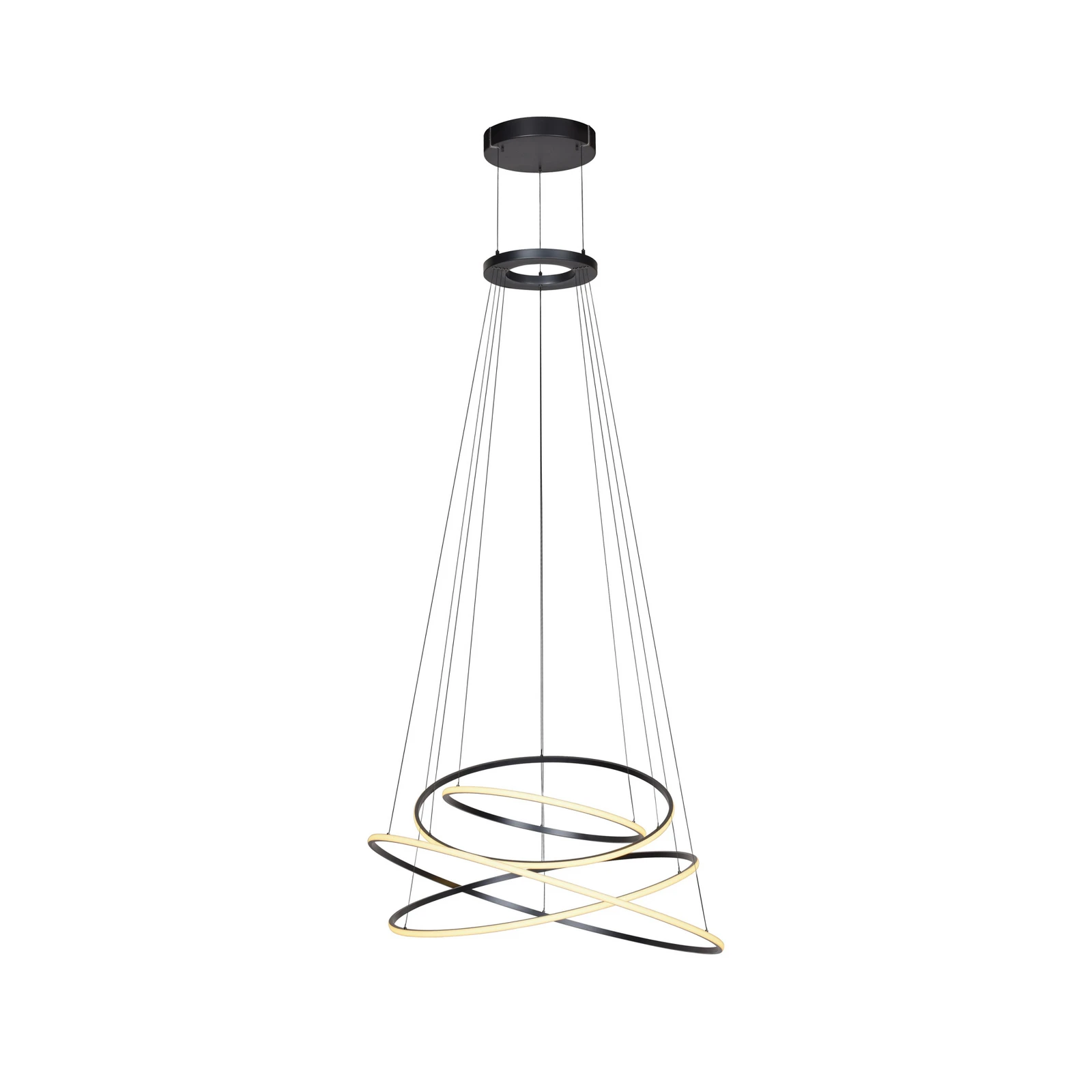 LED висяща лампа PURE E-Flying Rings, мистично сиво, Ø110cm, CCT