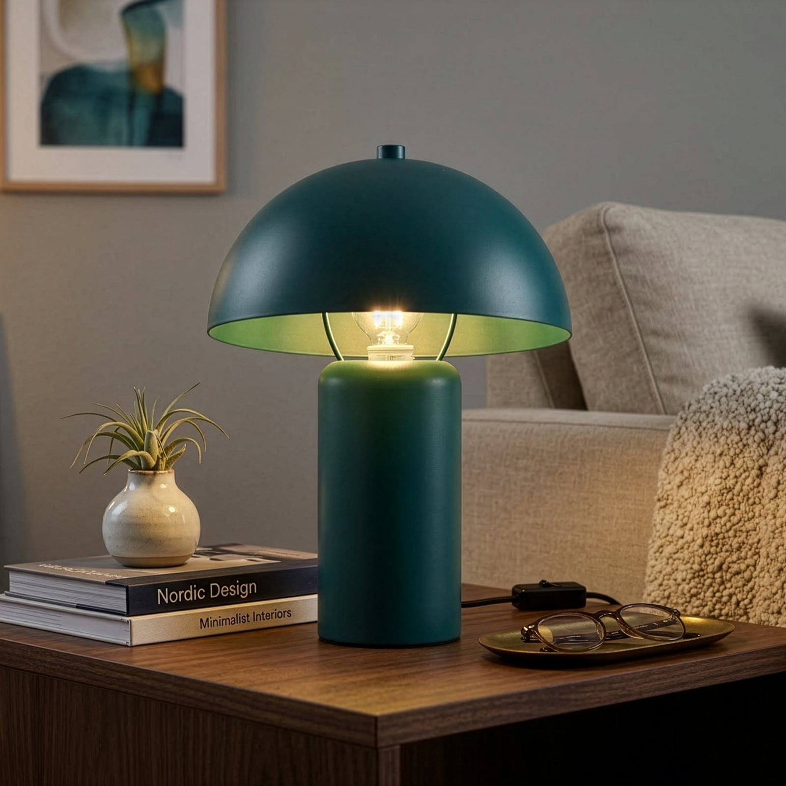 Bordlampe Enya, mørkeblå, metall, høyde 25,5 cm, E14 Bordlampe Enya, mørkeblå, metall, høyde 25,5 cm, E14