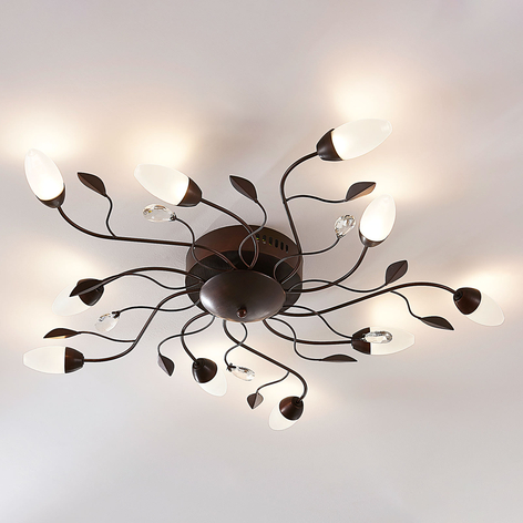 LED-Deckenleuchte Renato, dimmbar, braun, 10-fl.