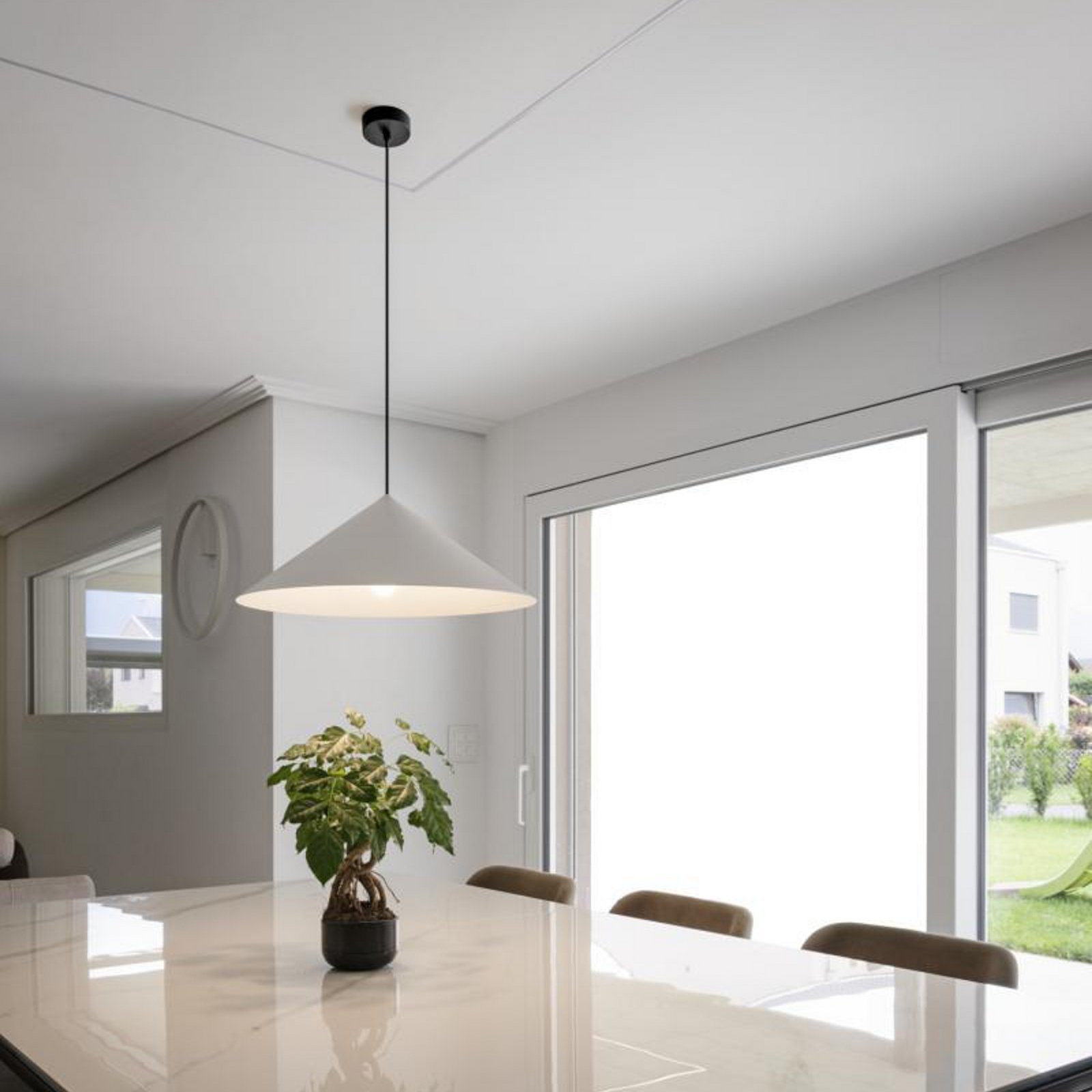 SLV Hängelampe Magico, Ø 55 cm, weiß matt, Metall
