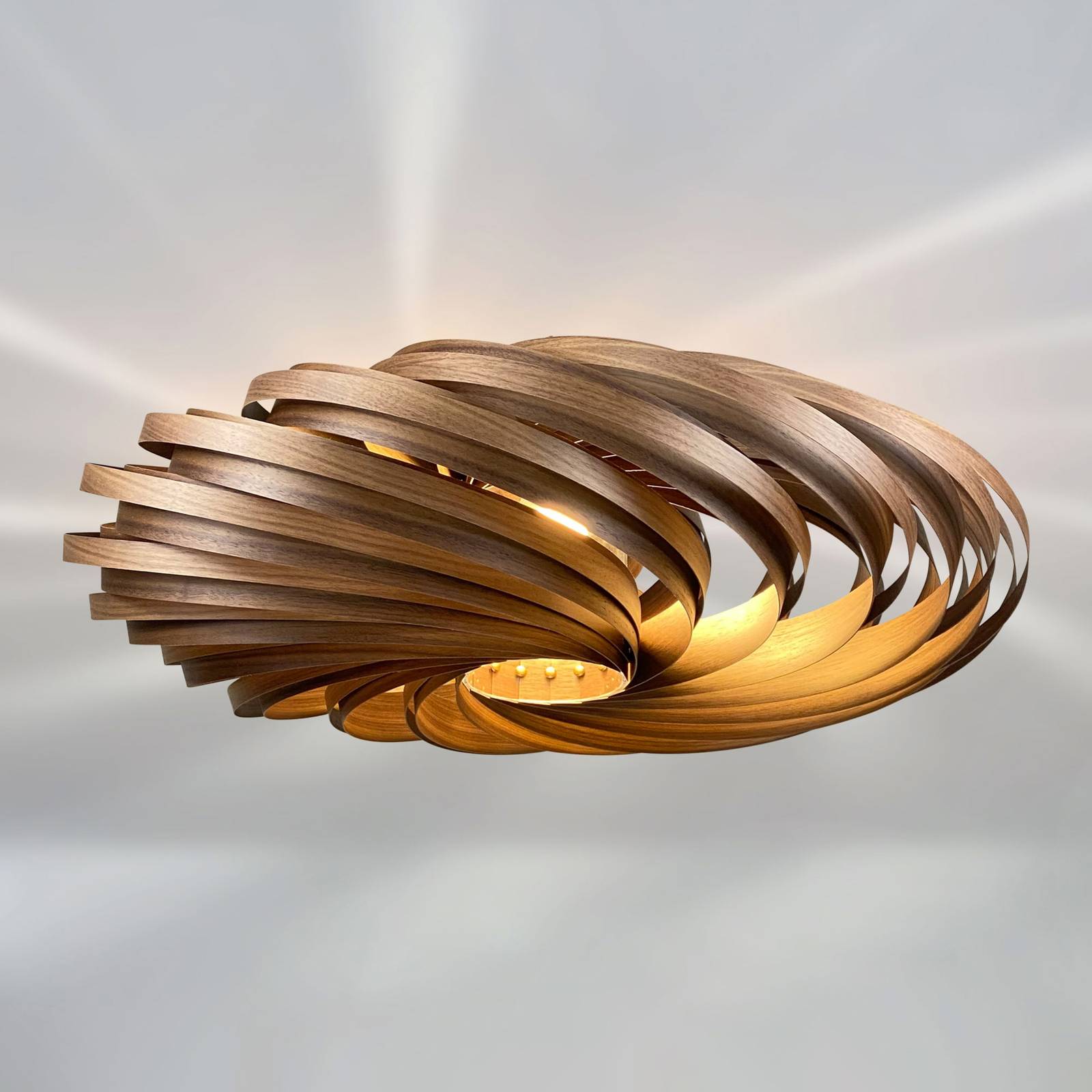 Gofurnit Wooden Ceiling Light - Living / Dining Room - Flush Ceiling Light - dimmable - Design - Brown