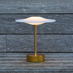 Sinus 22 bærbar LED-bordlampe, messing, IP44 – Piet Hein