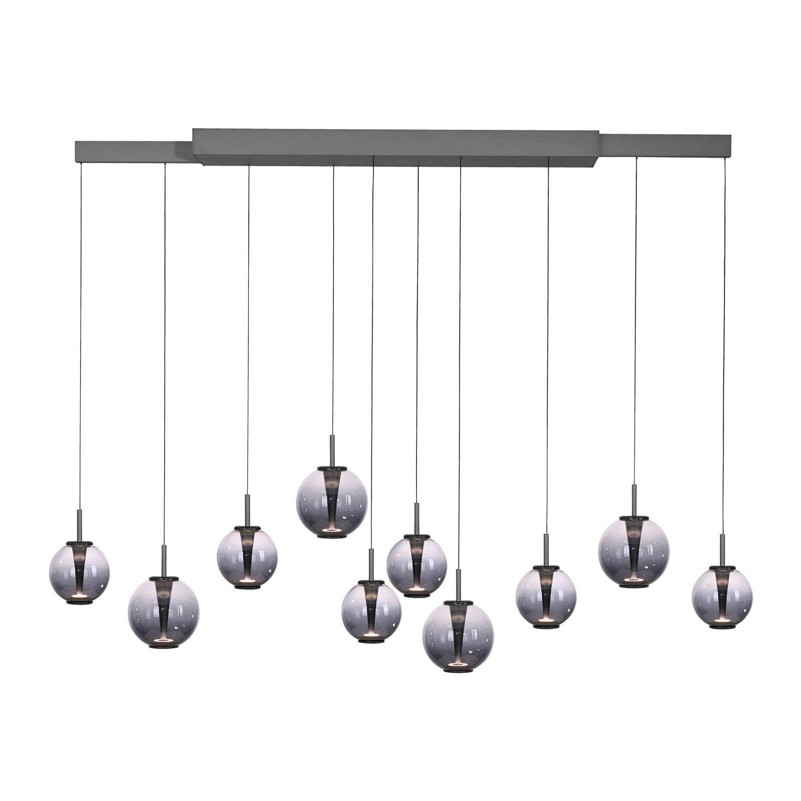 LED-Pendellampe PURE E-Infinity grau/rauchgrau 198 cm,10-flg