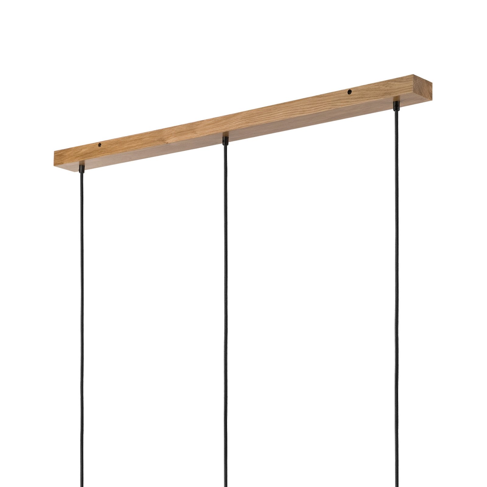 Harmony hanging light, length 110 cm, opal glass, oak, 3-bulb.