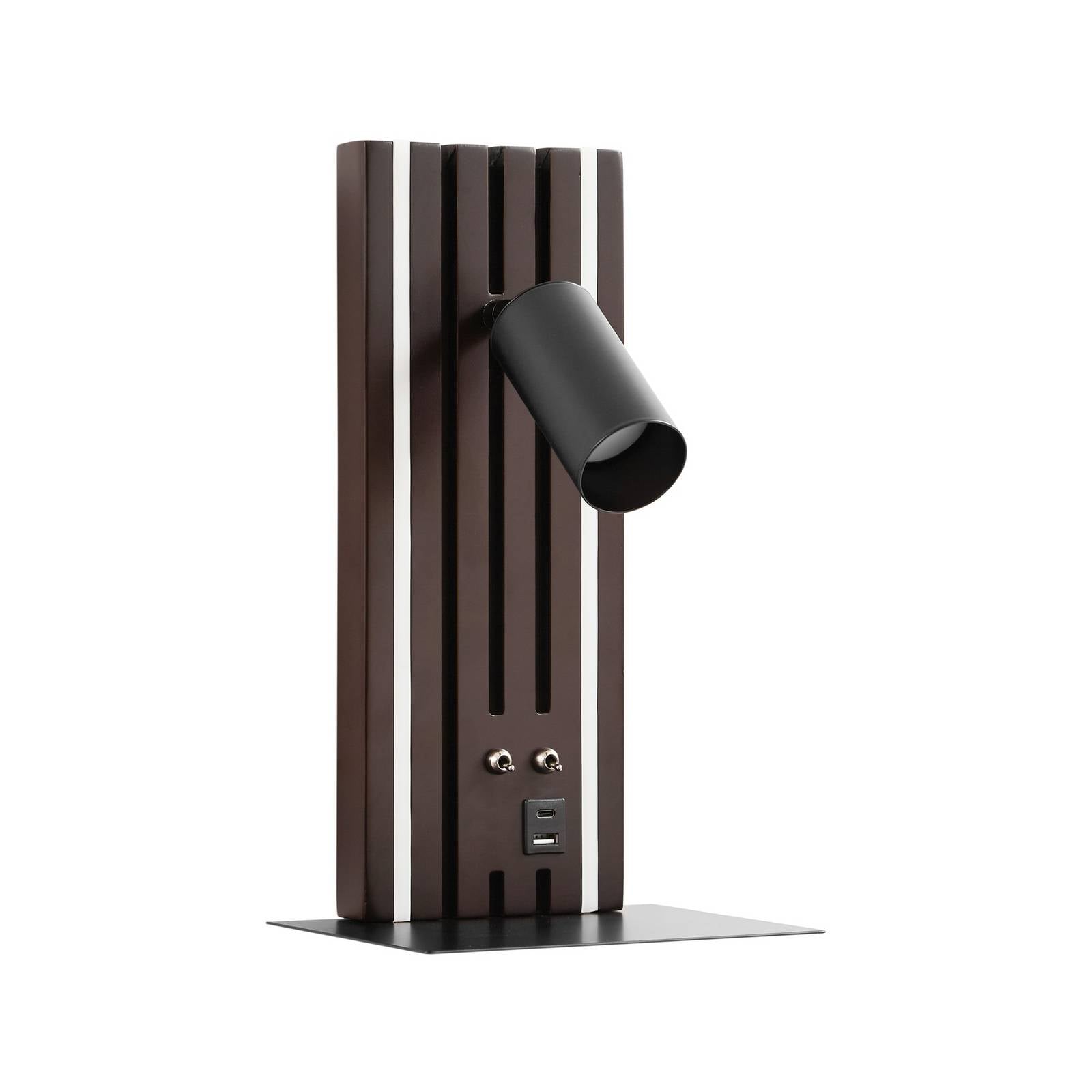 Lucande LED-Wandleuchte Tiron, Höhe 35 cm, Eiche, USB