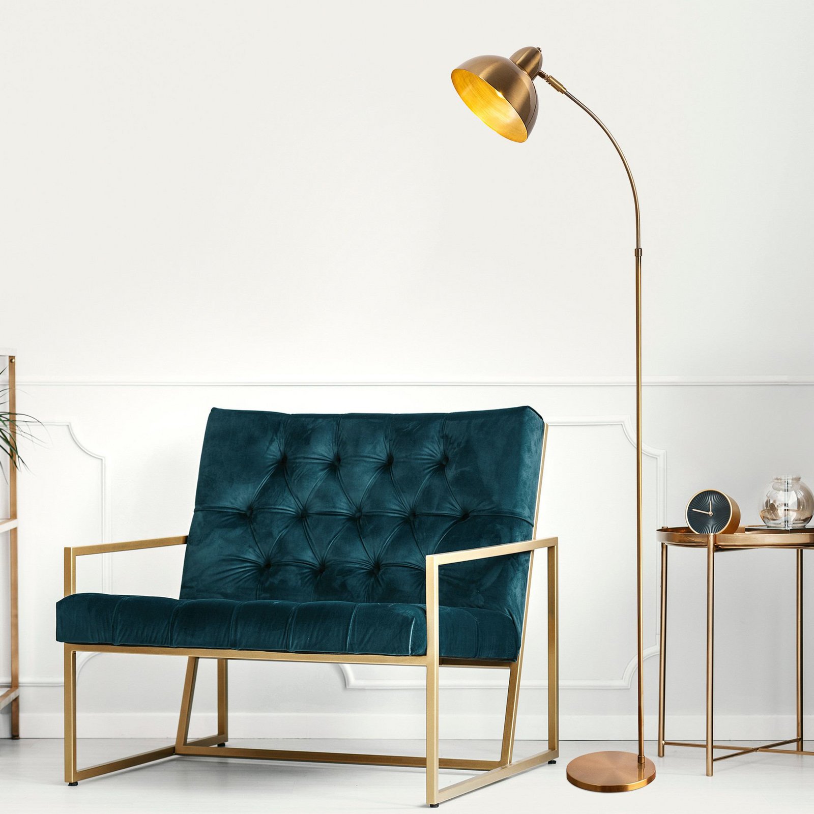 Varzan floor lamp, gold, metal, height 162 cm, E27