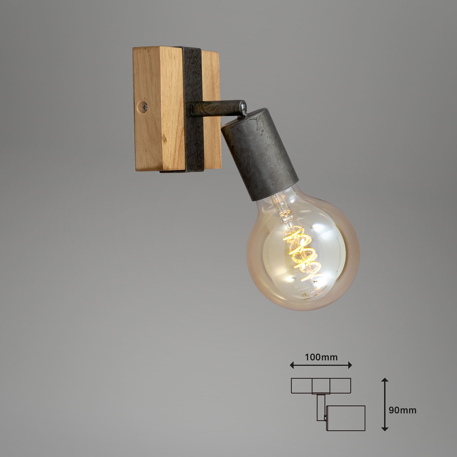 Vegglampe Wood Basic, enkel flamme