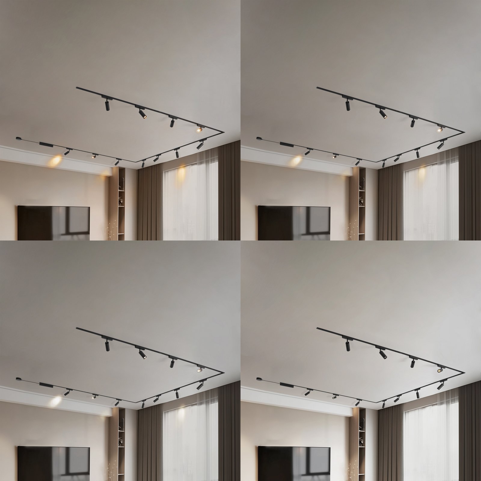 Track system 48V Lumaro,προβολείς,11-light,μαύρο,Ø4cm,dimmable