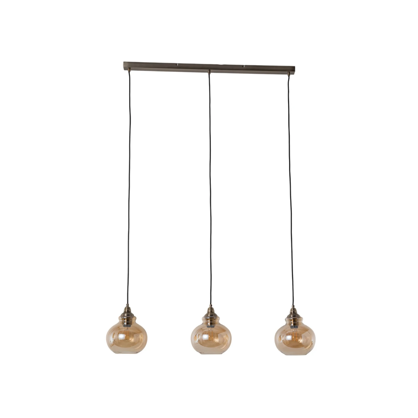 Lindby Pendelleuchte Tymoni, 3-flg., amber, Glas, Ø 20 cm