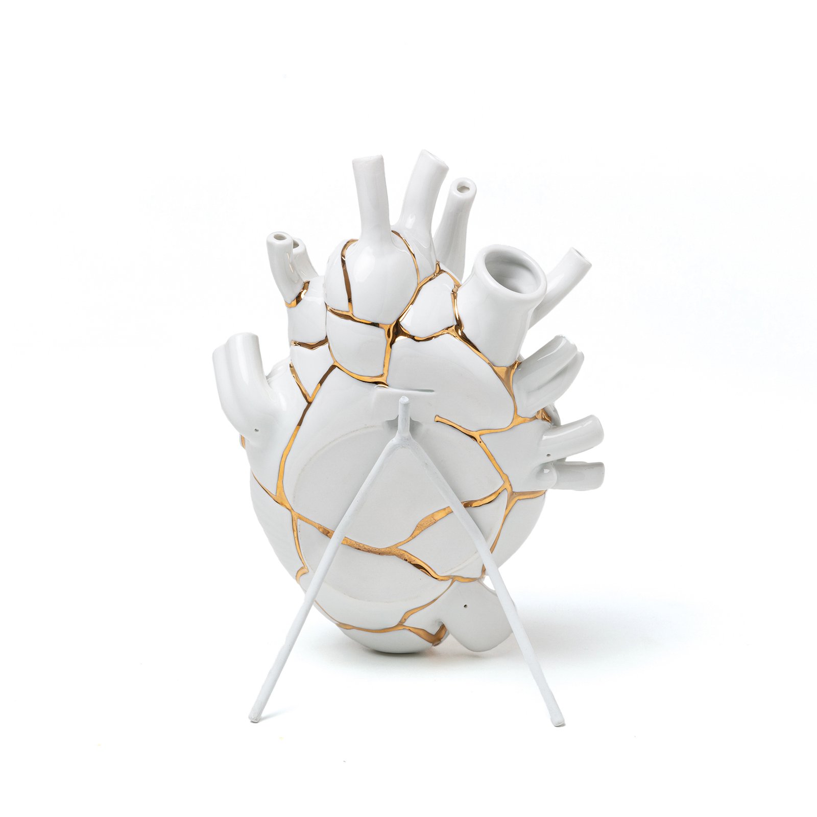 Váza SELETTI Love in Bloom Kintsugi, barevná, porcelán, zlatá barva