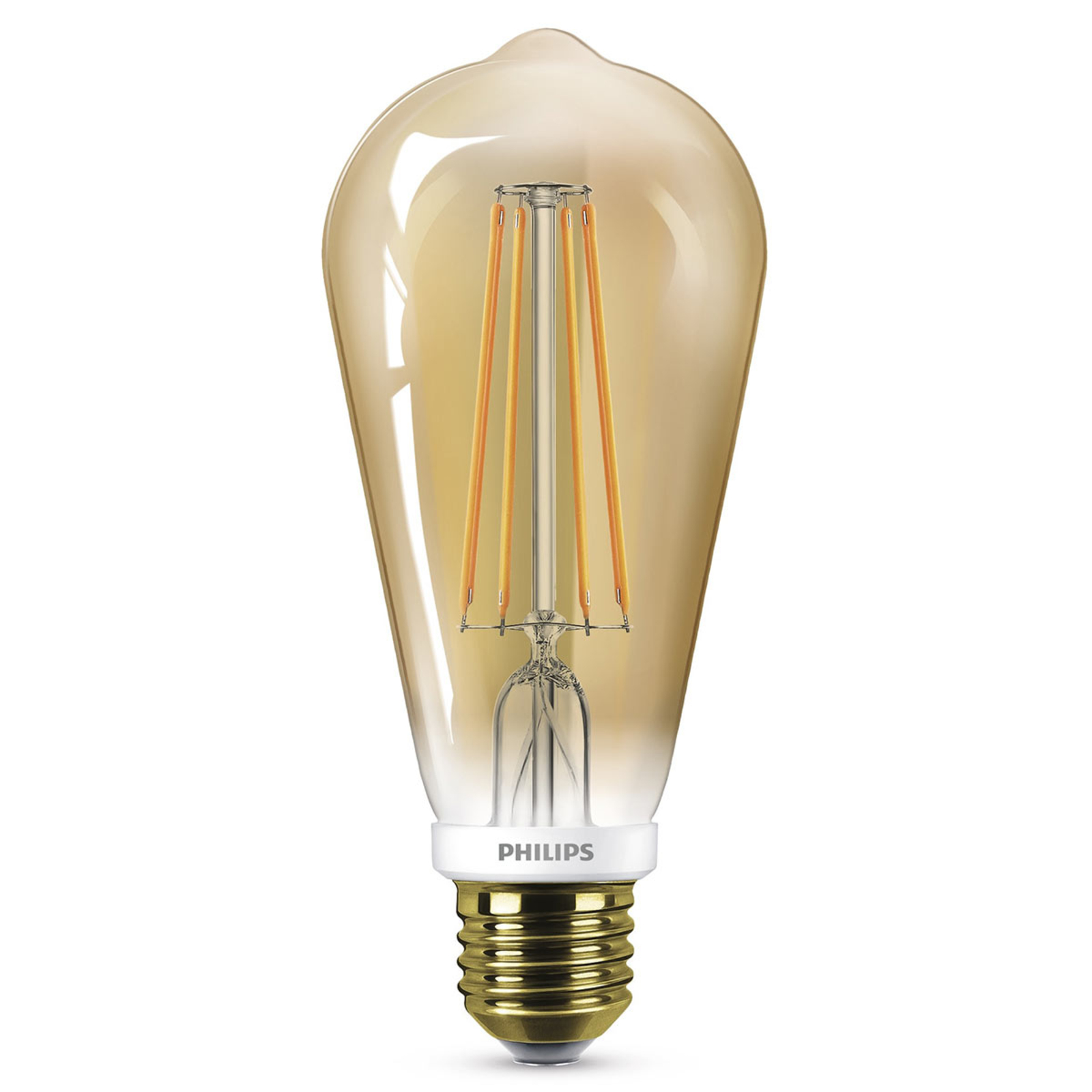 Dragende cirkel inflatie rechtdoor Philips LED lamp E27 ST64 5,5W goud, dimbaar | Lampen24.be