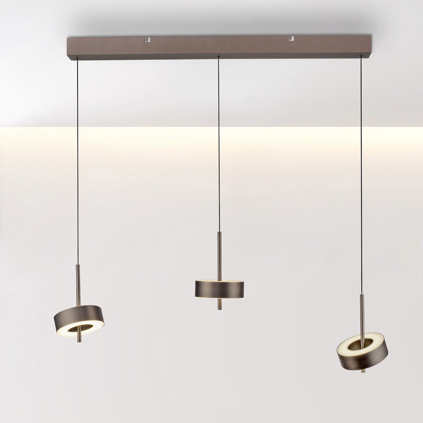 Paul Neuhaus SMART+ hanglamp Q-Rotate donkerbruin 3-lamps