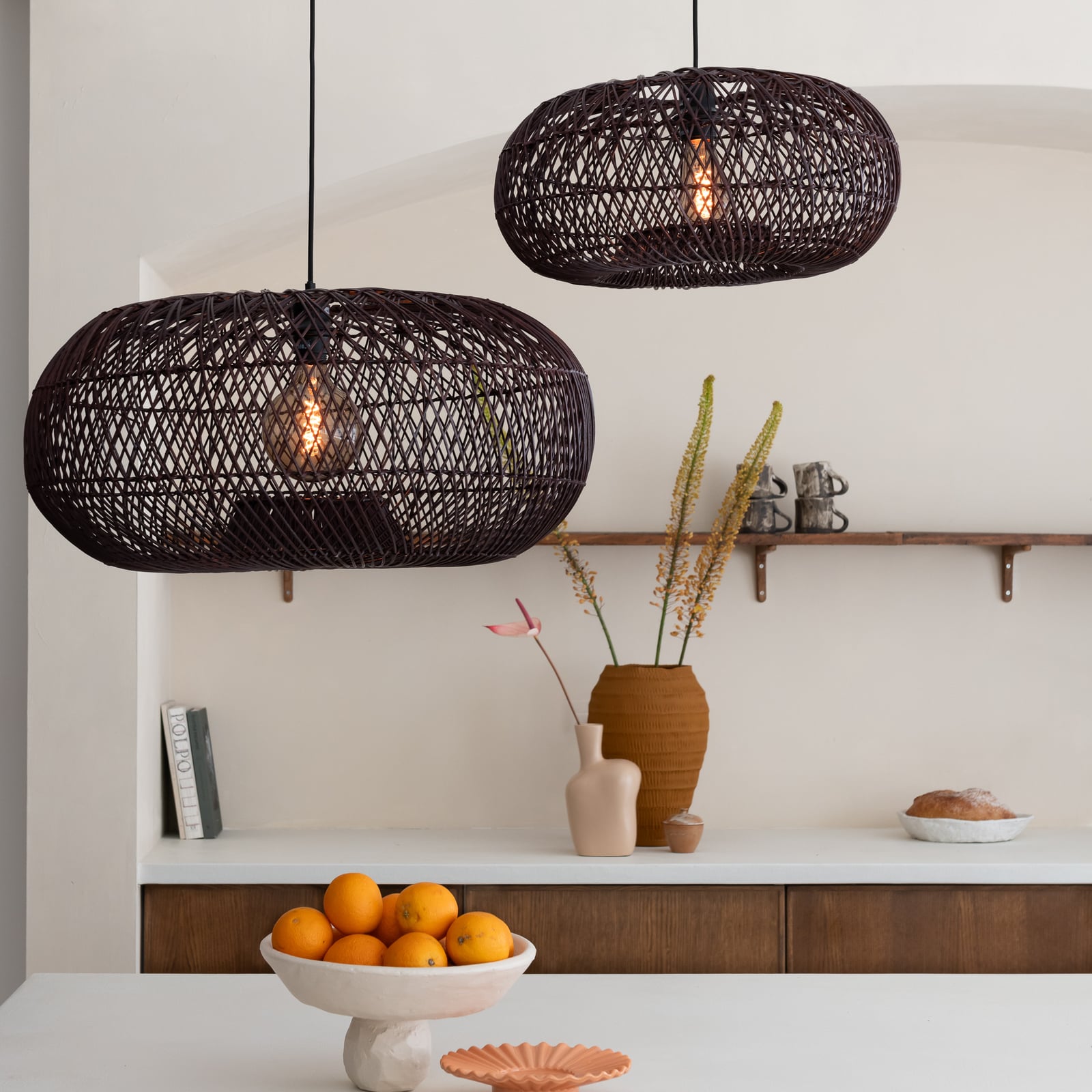 GOOD & MOJO Suspension Arizona, rouge, Ø 70 cm, rotin, E27 GOOD & MOJO Suspension Arizona, rouge, Ø 70 cm, rotin, E27