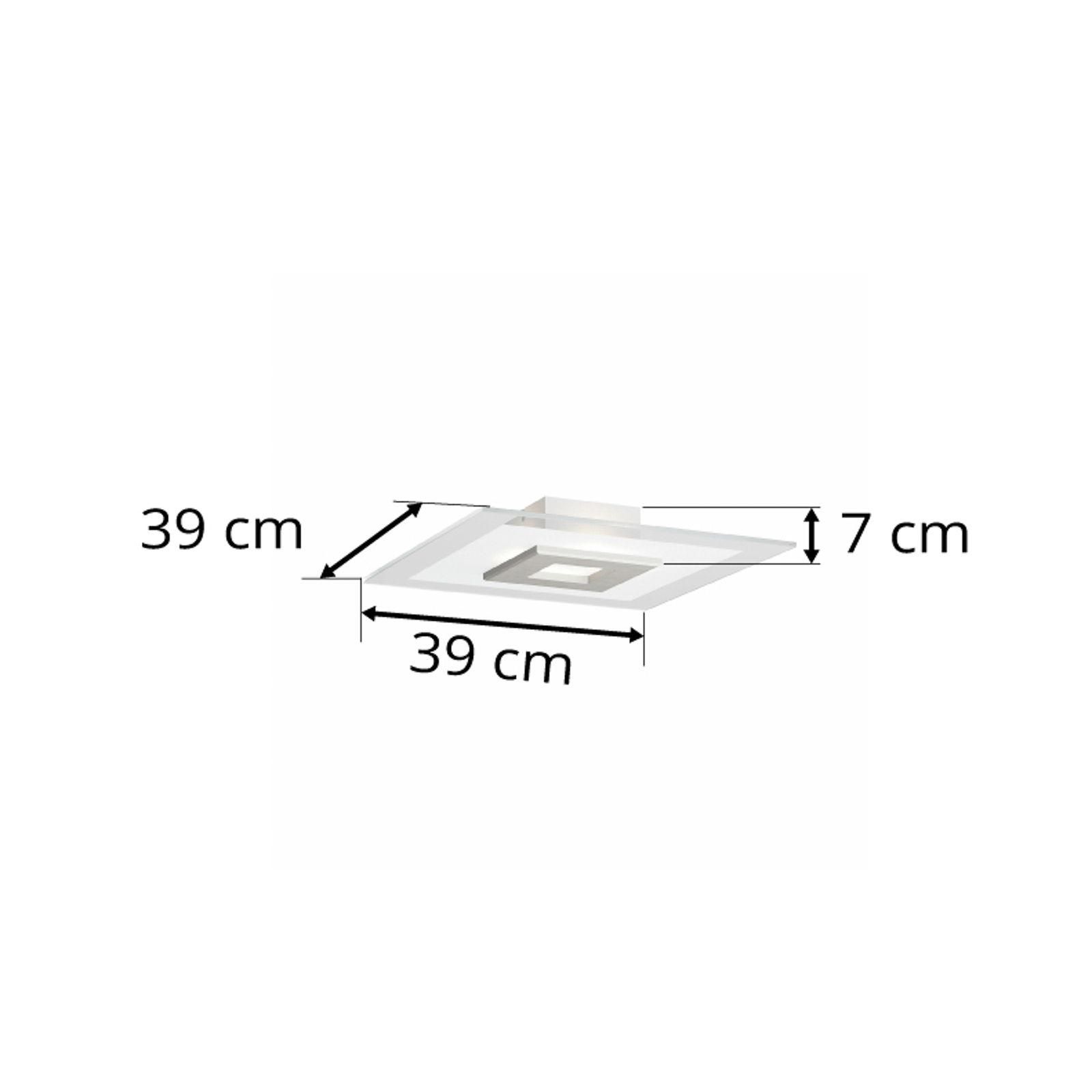 Quitani LED ceiling light Tian, glass shade, 39 x 39 cm