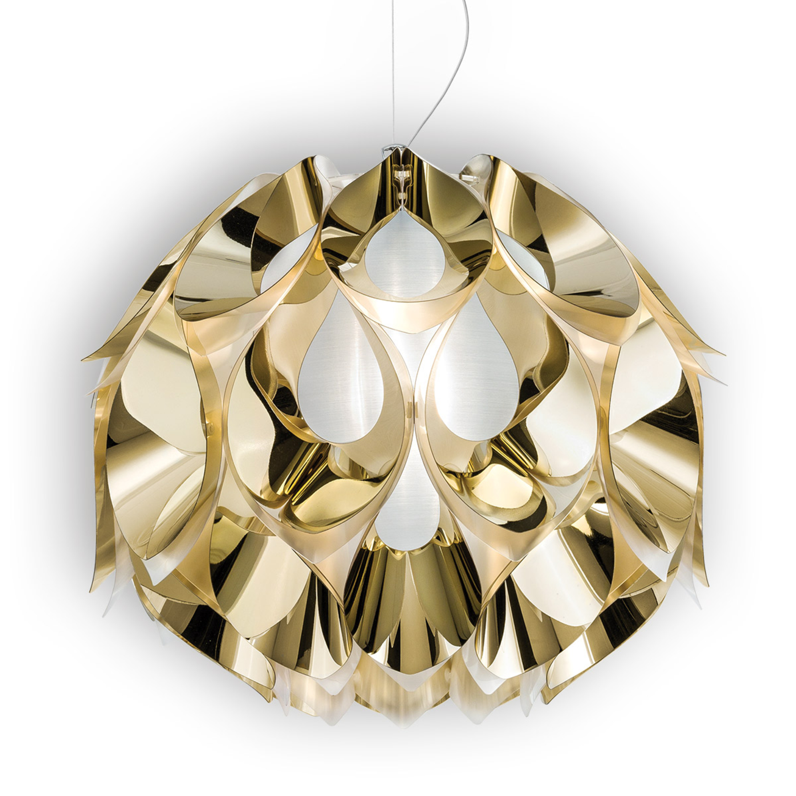Slamp Gold Flora hanging light, 50 cm, for Living / Dining Room, Goldflex®, Lentiflex®, methacrylate, E27, 42 W, energy efficiency: A++, H: 44 cm