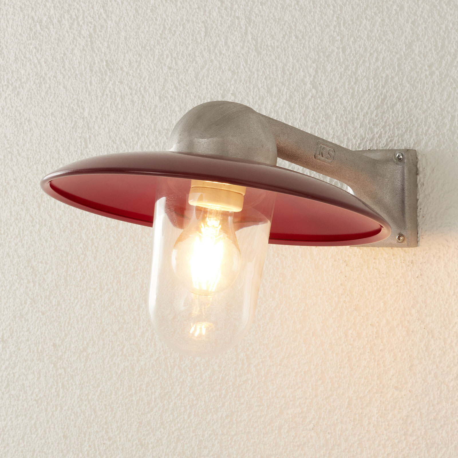 K. S. Verlichting Outdoor wall light Stabila, alu/red, aluminium, glass, E27, 75 W, energy efficiency: A++, W: 38 cm, H: 24 cm