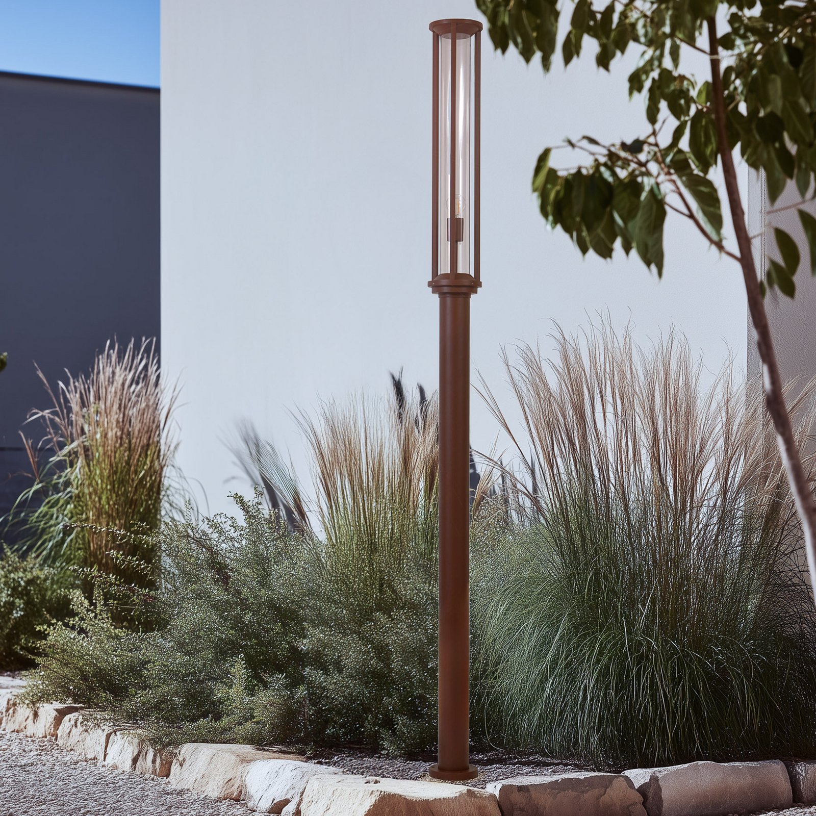 Lucande Luminaire d'extérieur Alivaro, couleur rouille, 220 cm, E27, IP65