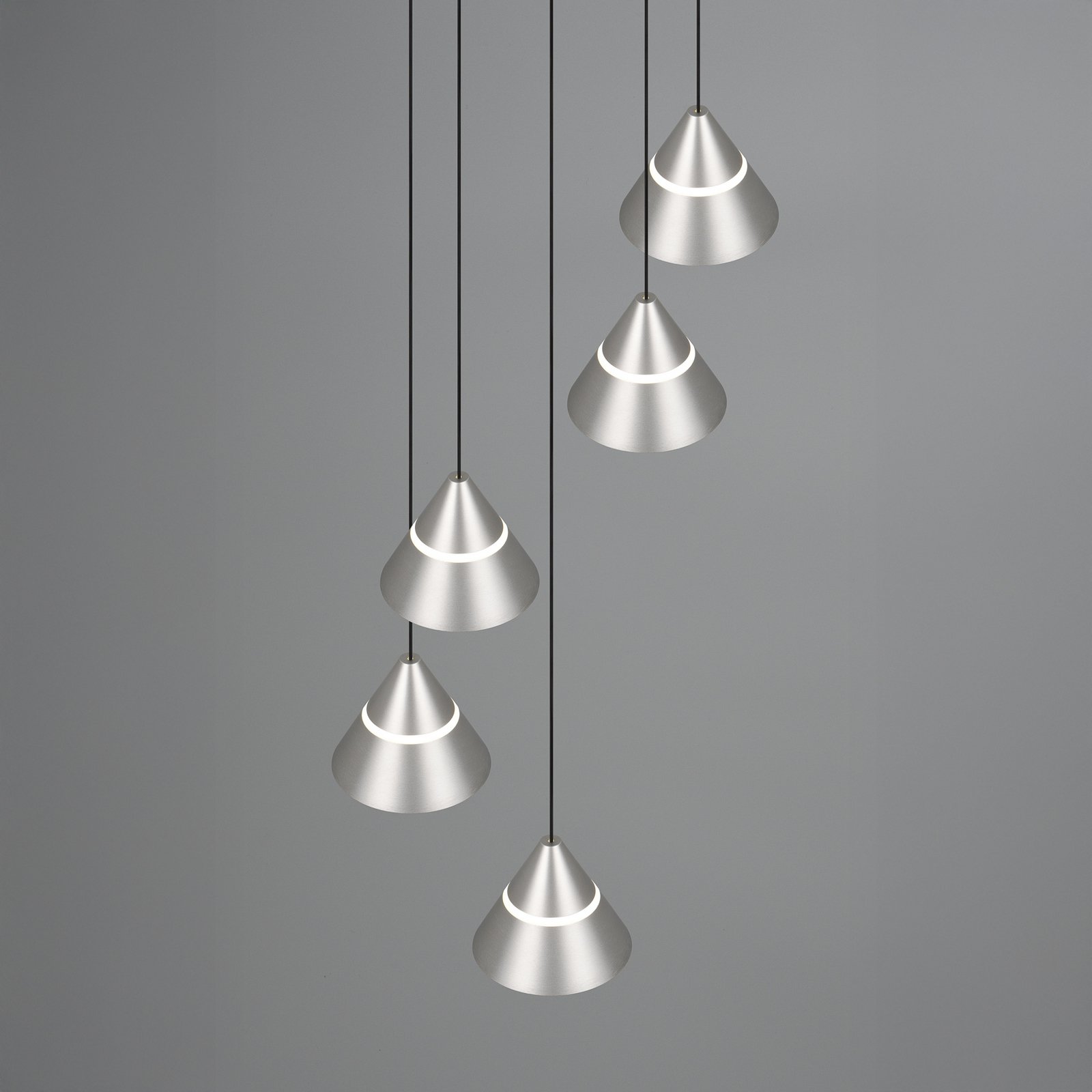 LED-Hängelampe Romeo, Ø 28 cm, nickelfarben, Metall, 5-flg.