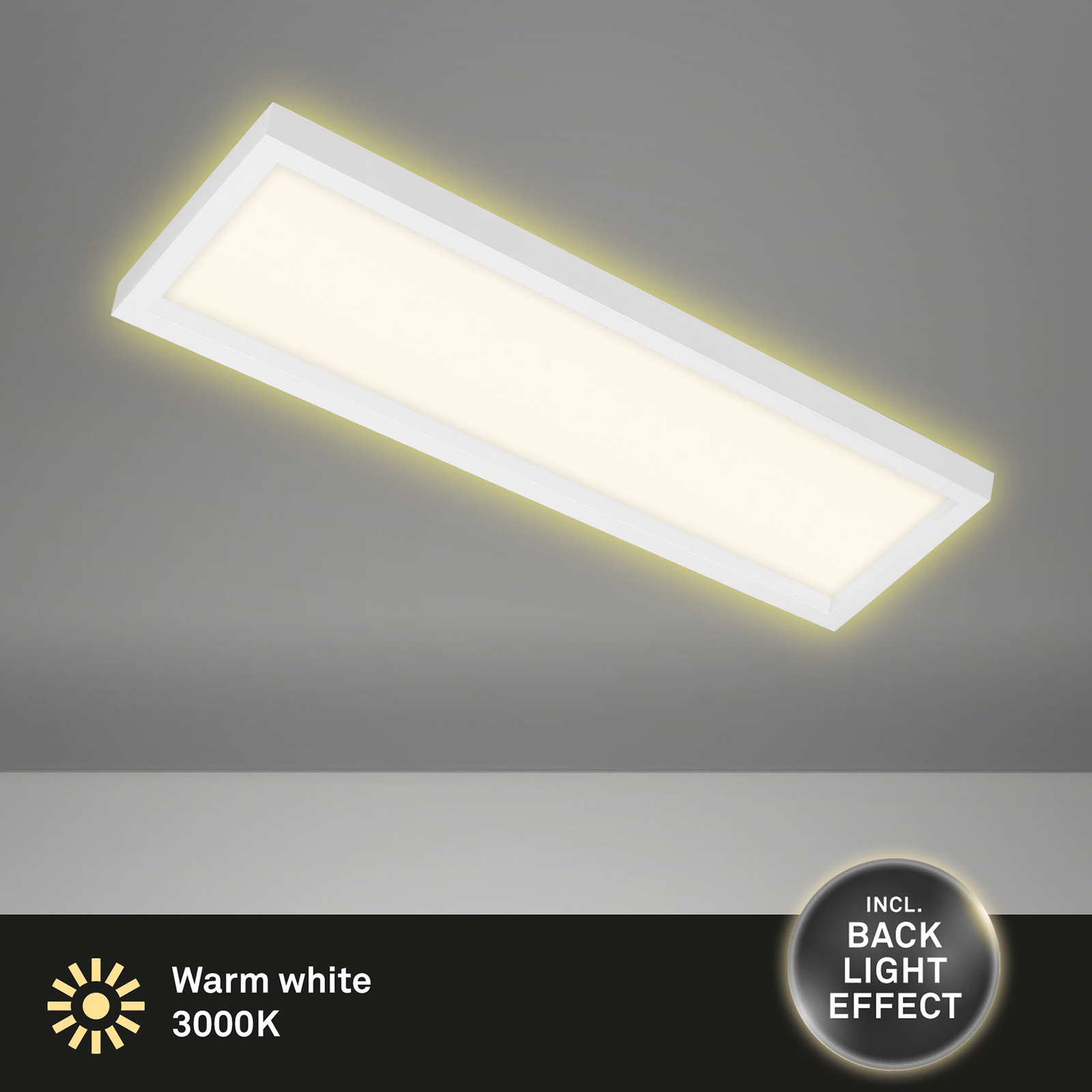LED-loftlampe 7365, 58x20 cm, hvid