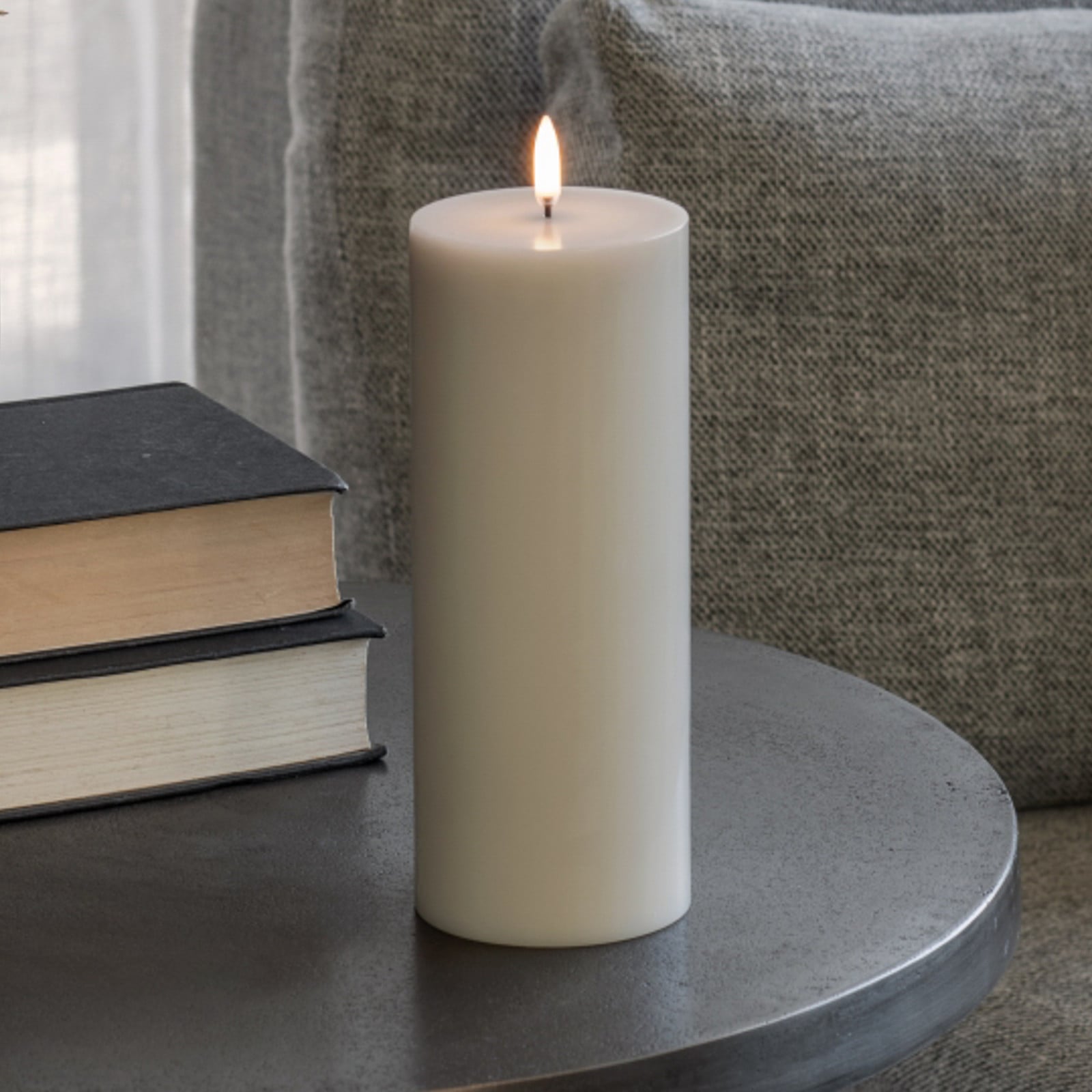 PILLAR LED-stearinlys, lysegrå Højde 20 cm Voks Uyuni Lighting - Stue - Andet - Med én lyskilde