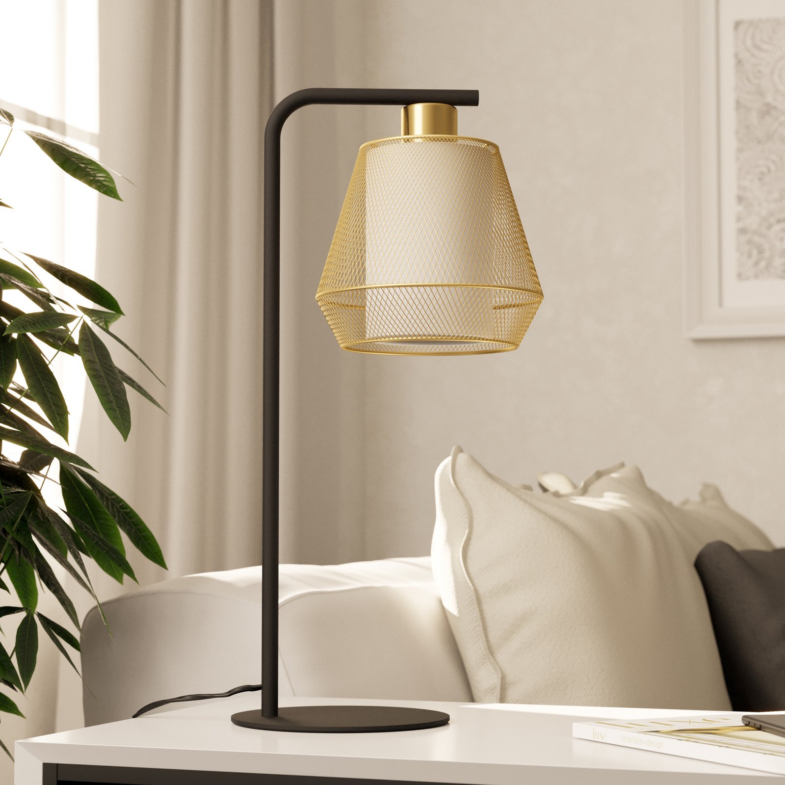 Lampa stołowa Ciudadela, czarny/mosiądz