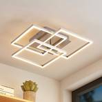 Lindby Qiana Lámpara de techo LED CCT, angular, níquel