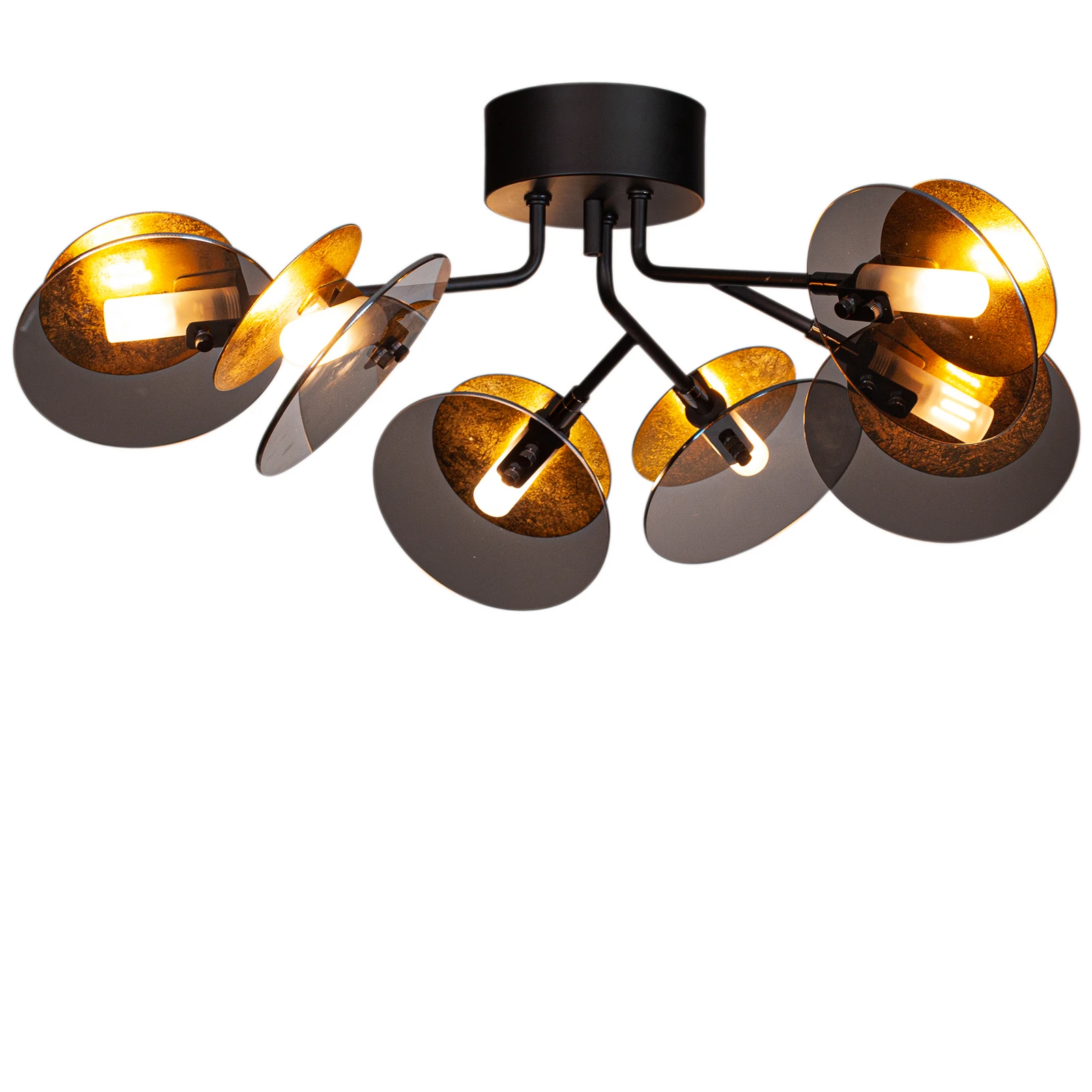By Rydéns Turno plafonnier, noir à 6 lampes