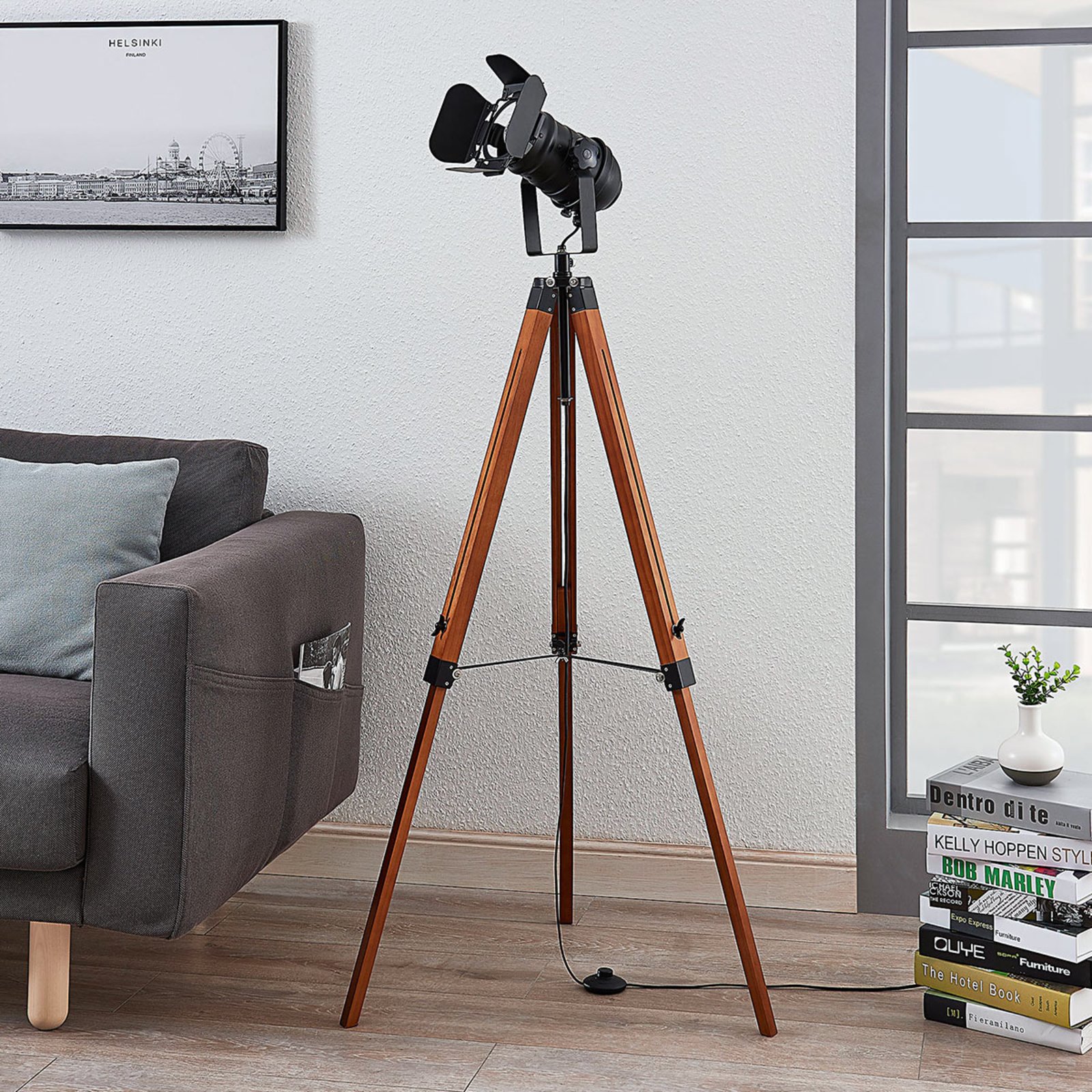 Hilma Piantana Wood/Black - Lindby