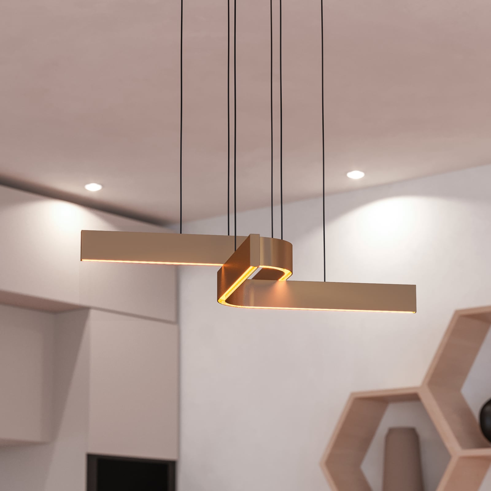 LED hanglamp Folcino-Z, bronskleurig, 64 cm, CCT