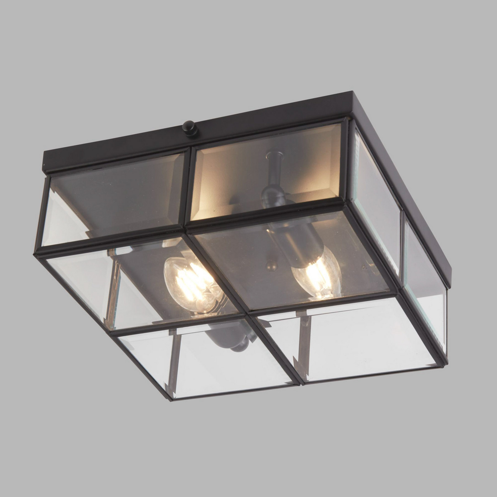 Searchlight Plafonieră Pisa abajur din sticlă negru - Camera de zi / sufragerie - negru transparent - Metal