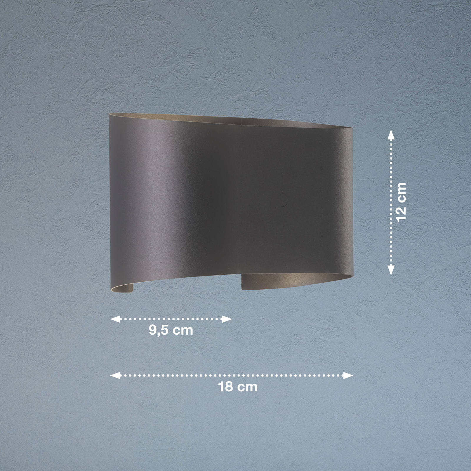 Wall LED wall light, 2-bulb, round, black
