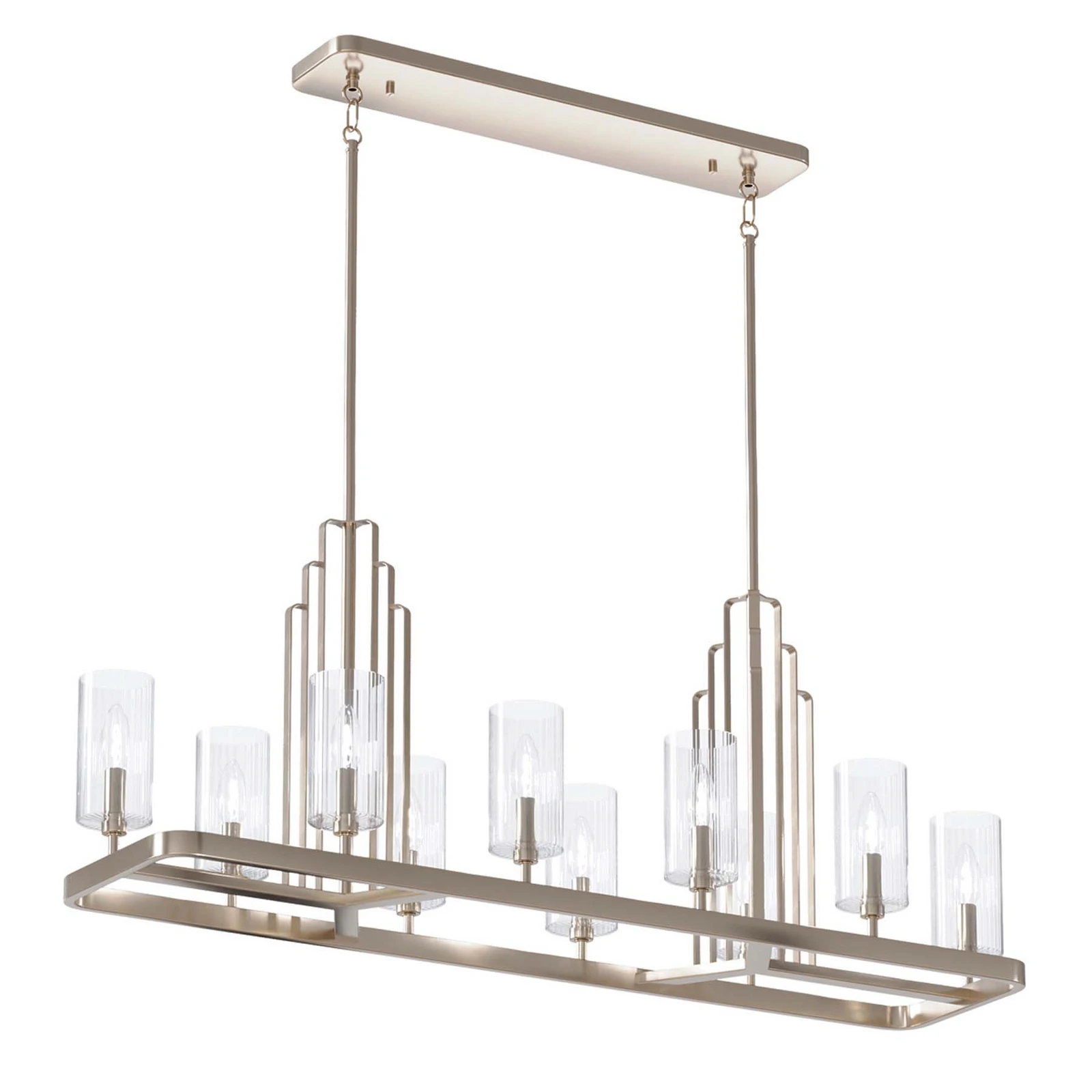 Suspension Kimrose, à 10 lampes, nickel poli